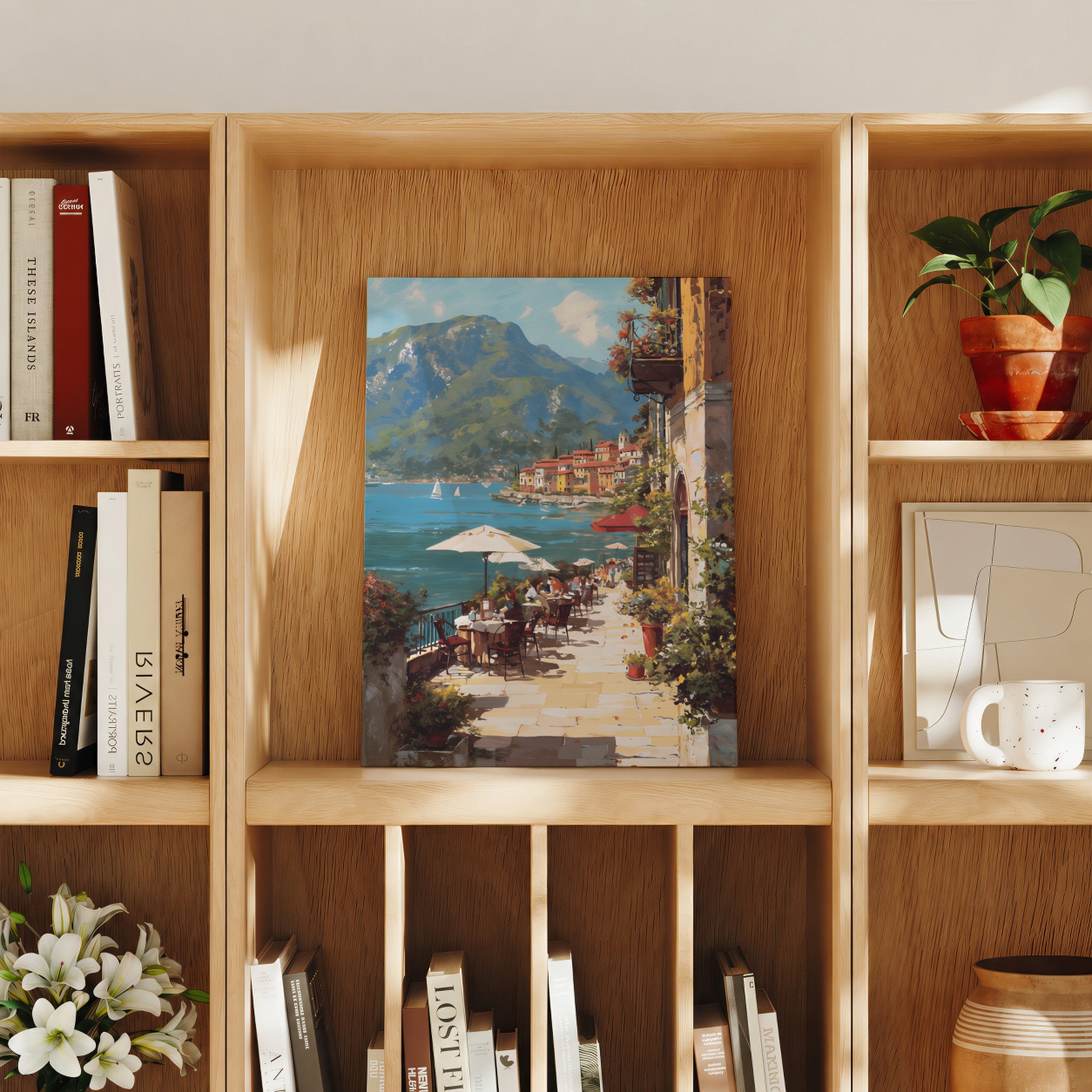 Hallstatt Lakeside Afternoon travel art print product preview by Seji Art
