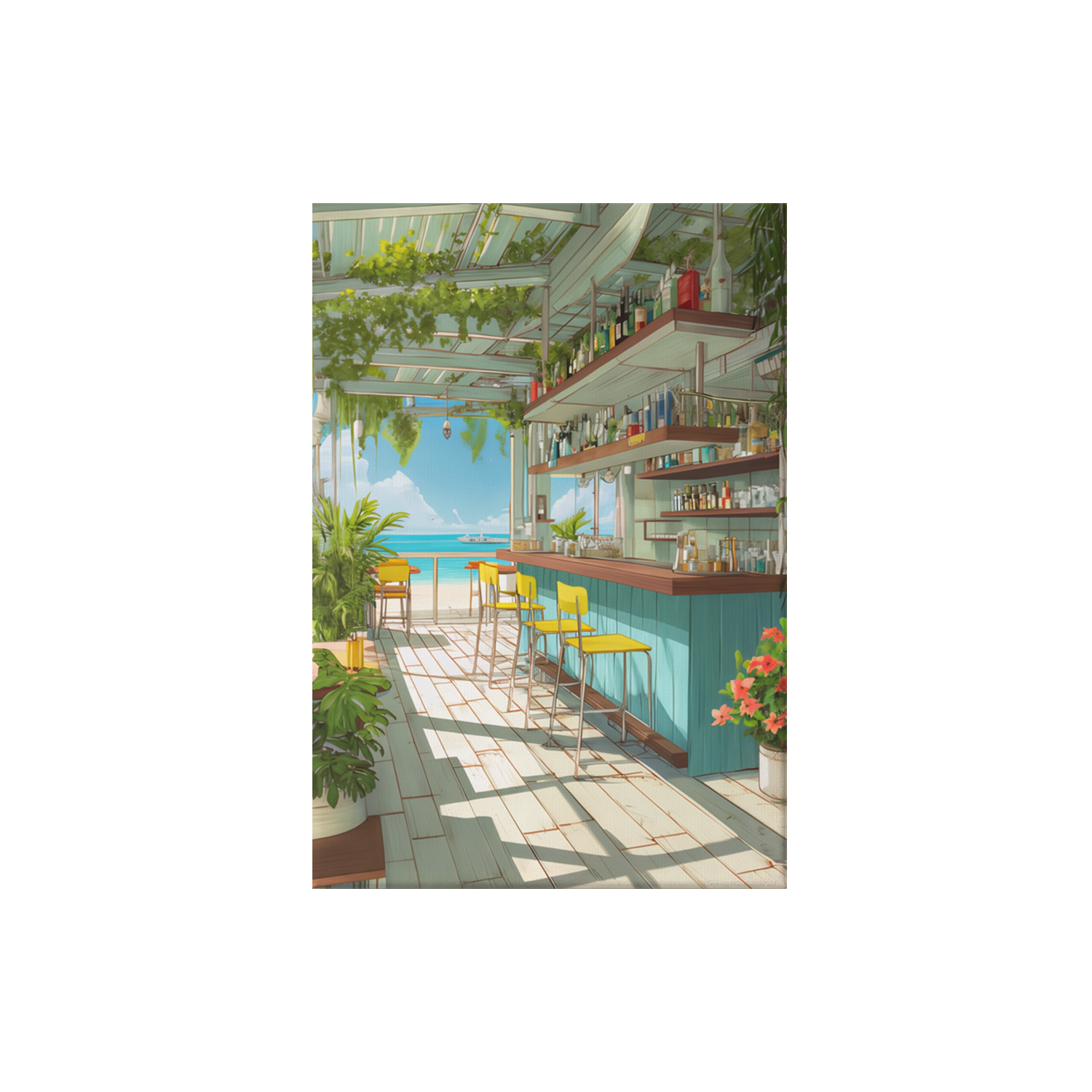 Cannes Oceanside Bar poster print preview by Seji Art