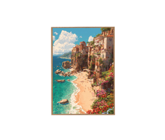Eze Cliffside Beach Wall Art Print poster original preview