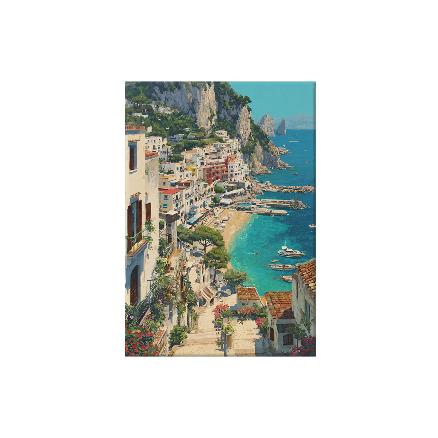 Antibes French Riviera Marina poster print preview by Seji Art
