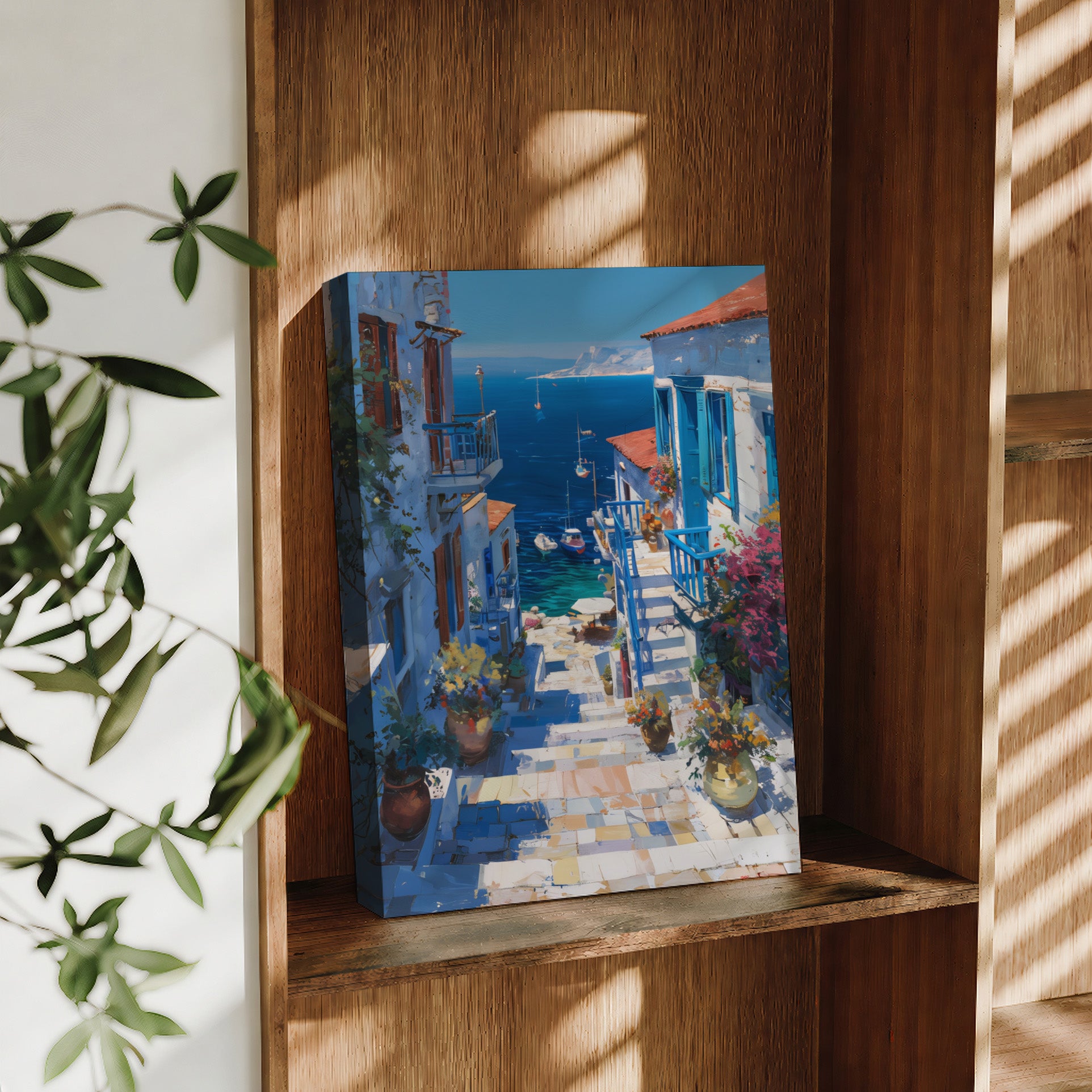 Cadaqués European Coastal Village large format wall art preview by Seji Art