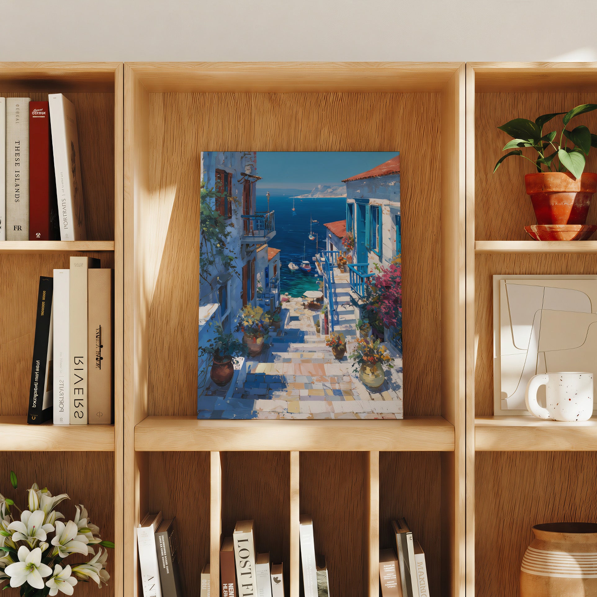 Cadaqués European Coastal Village travel art print product preview by Seji Art