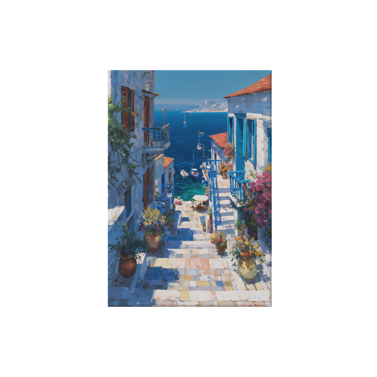 Cadaqués European Coastal Village poster print preview by Seji Art