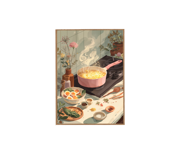 Tuscan Kitchen Pasta Still Life wall art print by Seji Art
