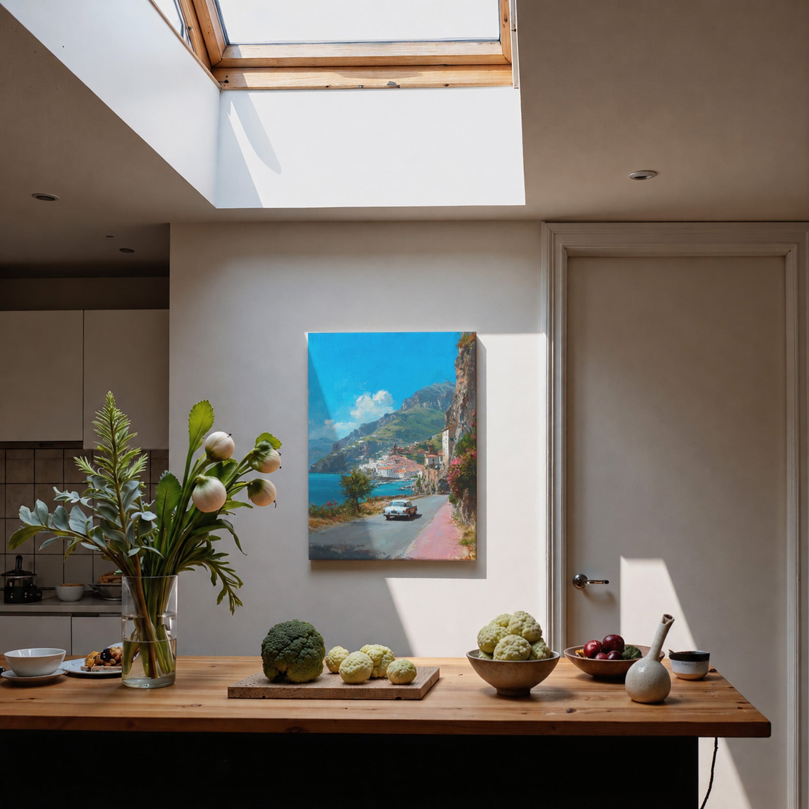 Maiori Amalfi Coast framed wall art print room mockup by Seji Art