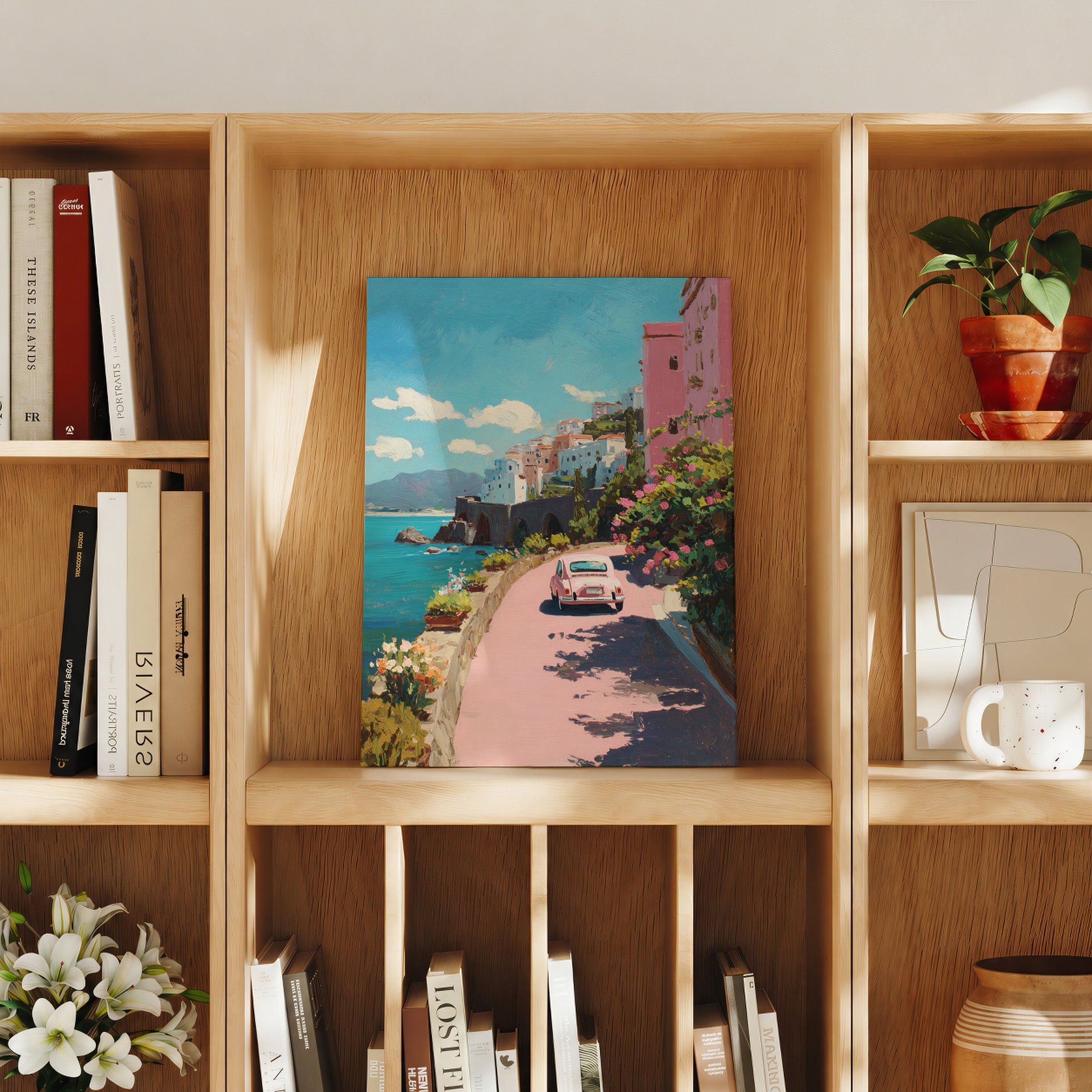 Capri Amalfi Coast framed wall art print room mockup by Seji Art