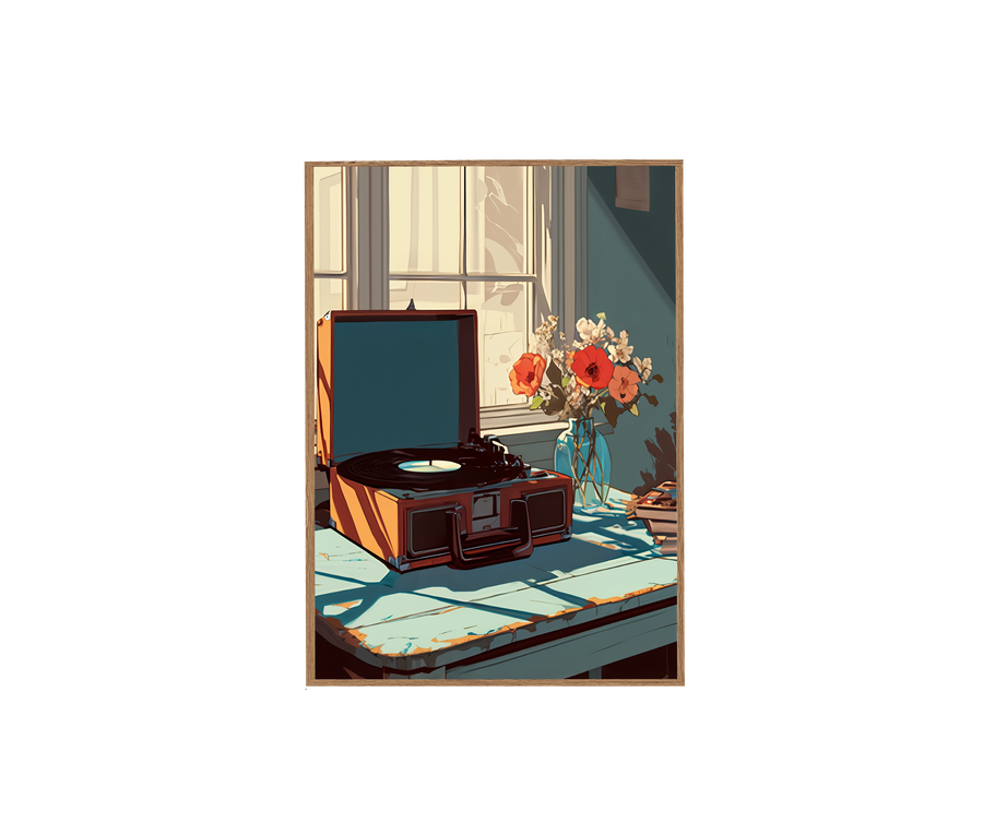 Vintage Vinyl Record Studio Still Life Wall Art Print