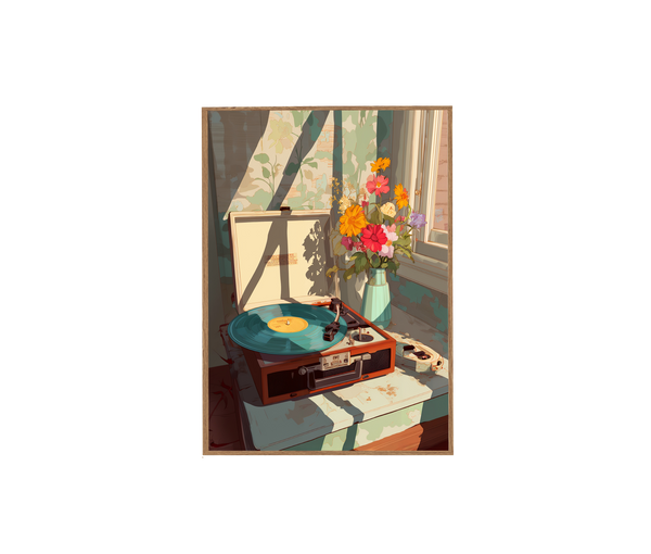 Sunlit Vinyl Window Bouquet Still Life wall art print by Seji Art