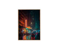 Yee Wo Street Causeway Bay Hong Kong Rainy Taxi Wall Art Print poster original preview