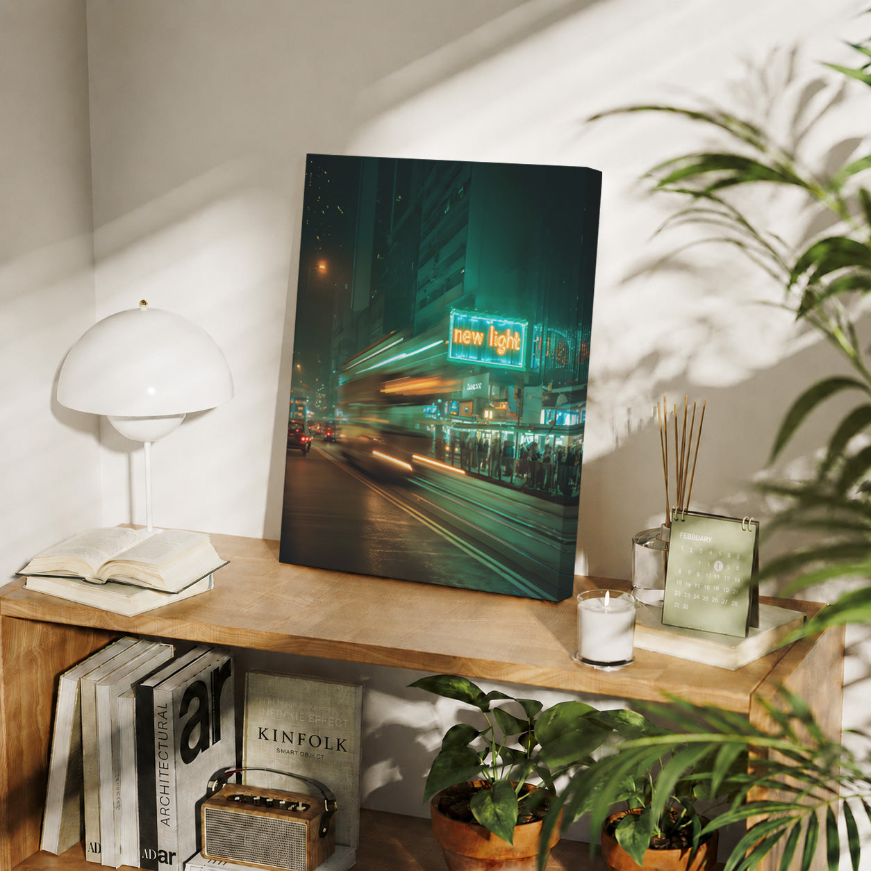 Des Voeux Road Sheung Wan Hong Kong Tram Neon gallery wall decor mockup by Seji Art