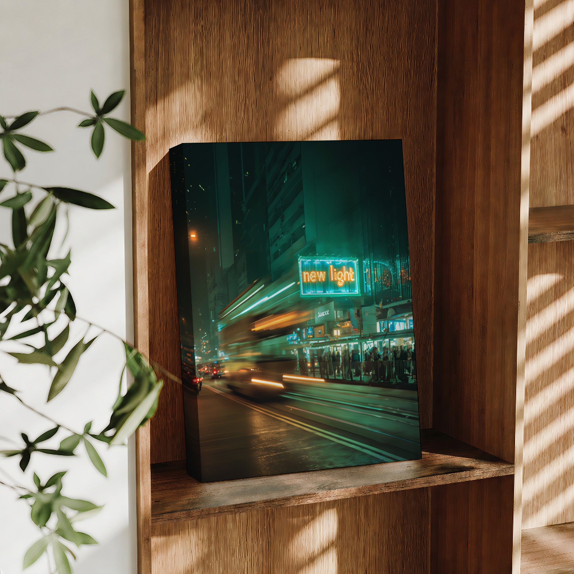 Des Voeux Road Sheung Wan Hong Kong Tram Neon large format wall art preview by Seji Art