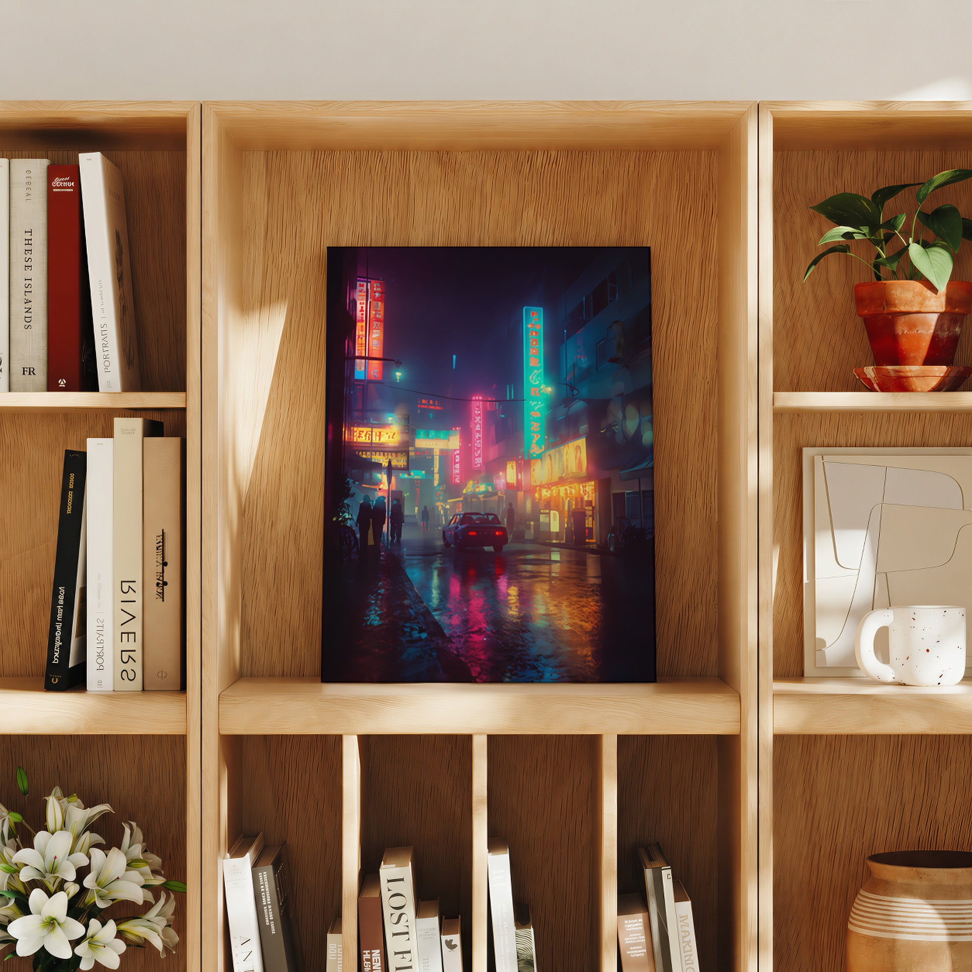 Akihabara Tokyo Cyberpunk Night travel art print product preview by Seji Art