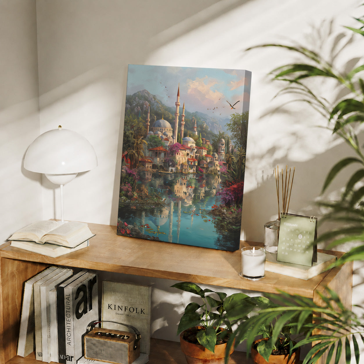 Bodrum Turkish Coastal Minaret Bird gallery wall decor mockup by Seji Art