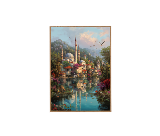 Bodrum Turkish Coastal Minaret Bird Wall Art Print