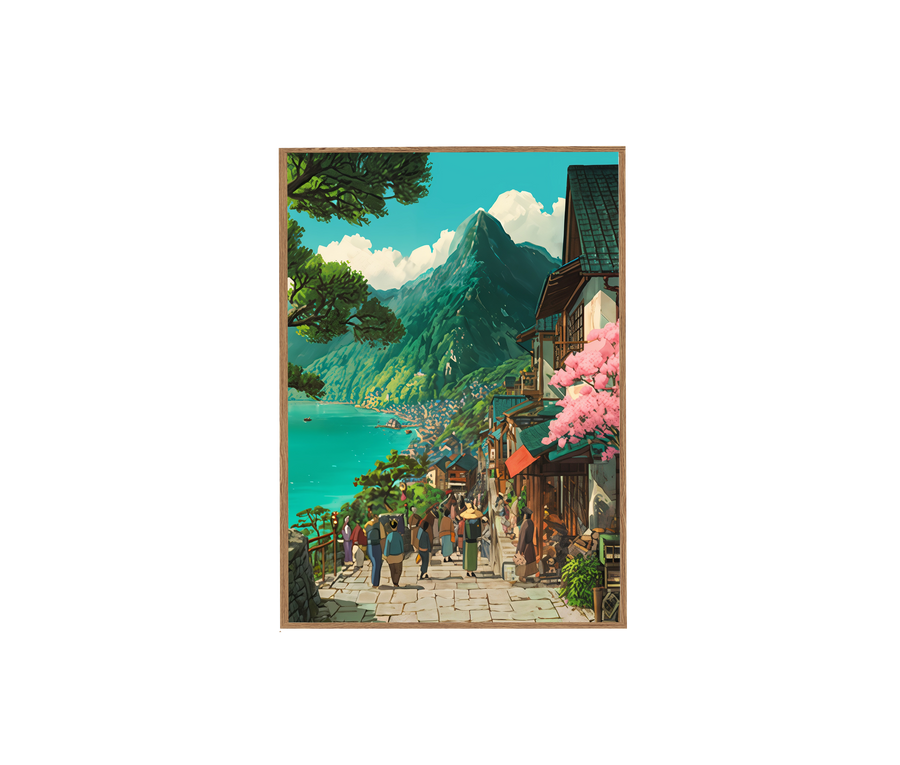 Lijiang Yunnan Cherry Blossom Village wall art print by Seji Art