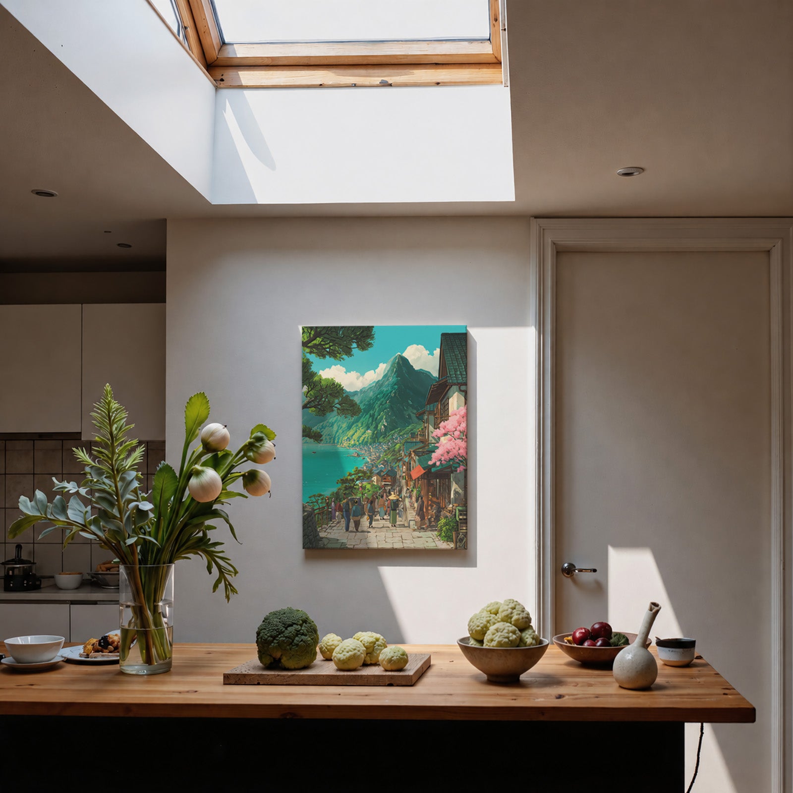 Lijiang Yunnan Cherry Blossom Village framed wall art print room mockup by Seji Art