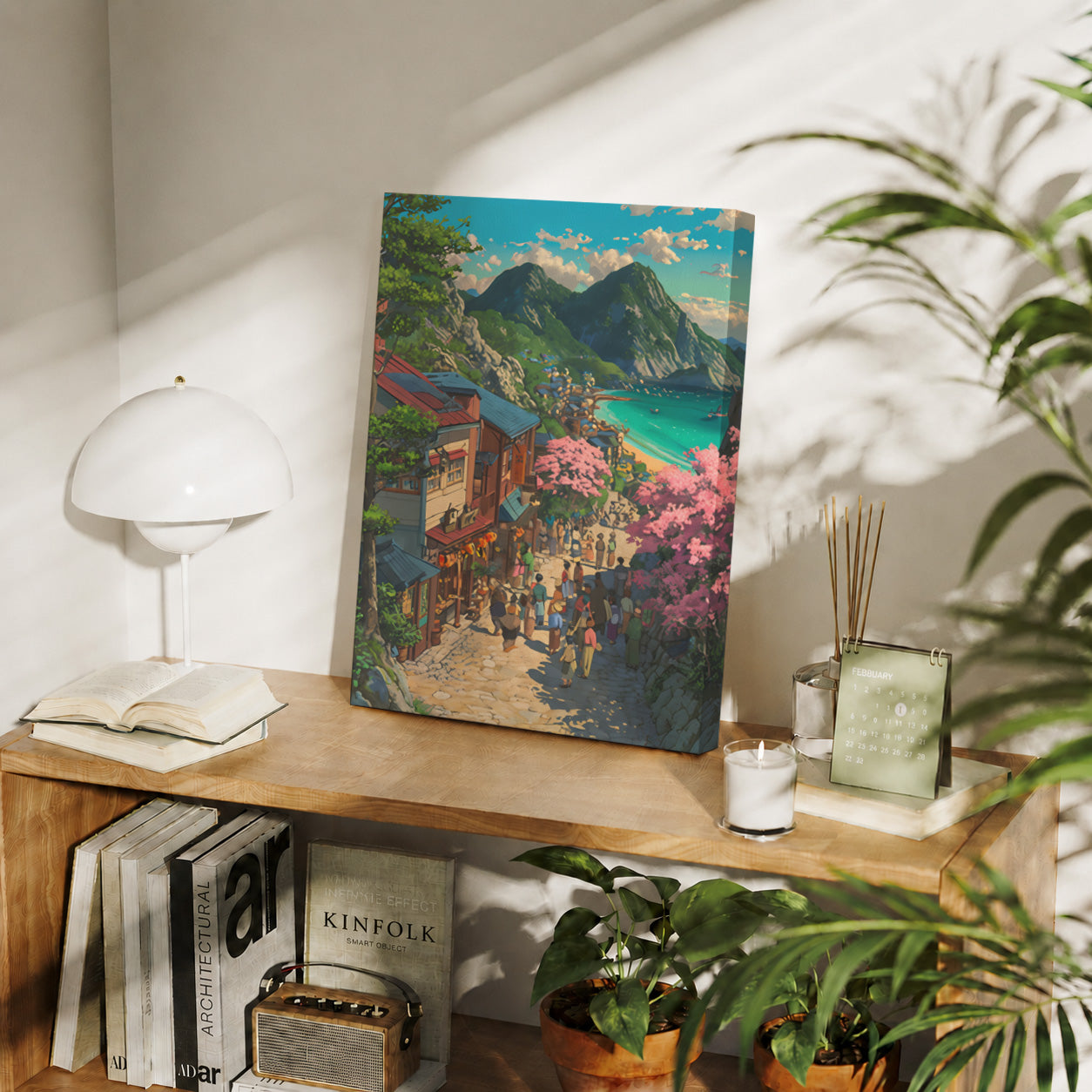 Kamakura Cherry Blossom Sea Village gallery wall decor mockup by Seji Art