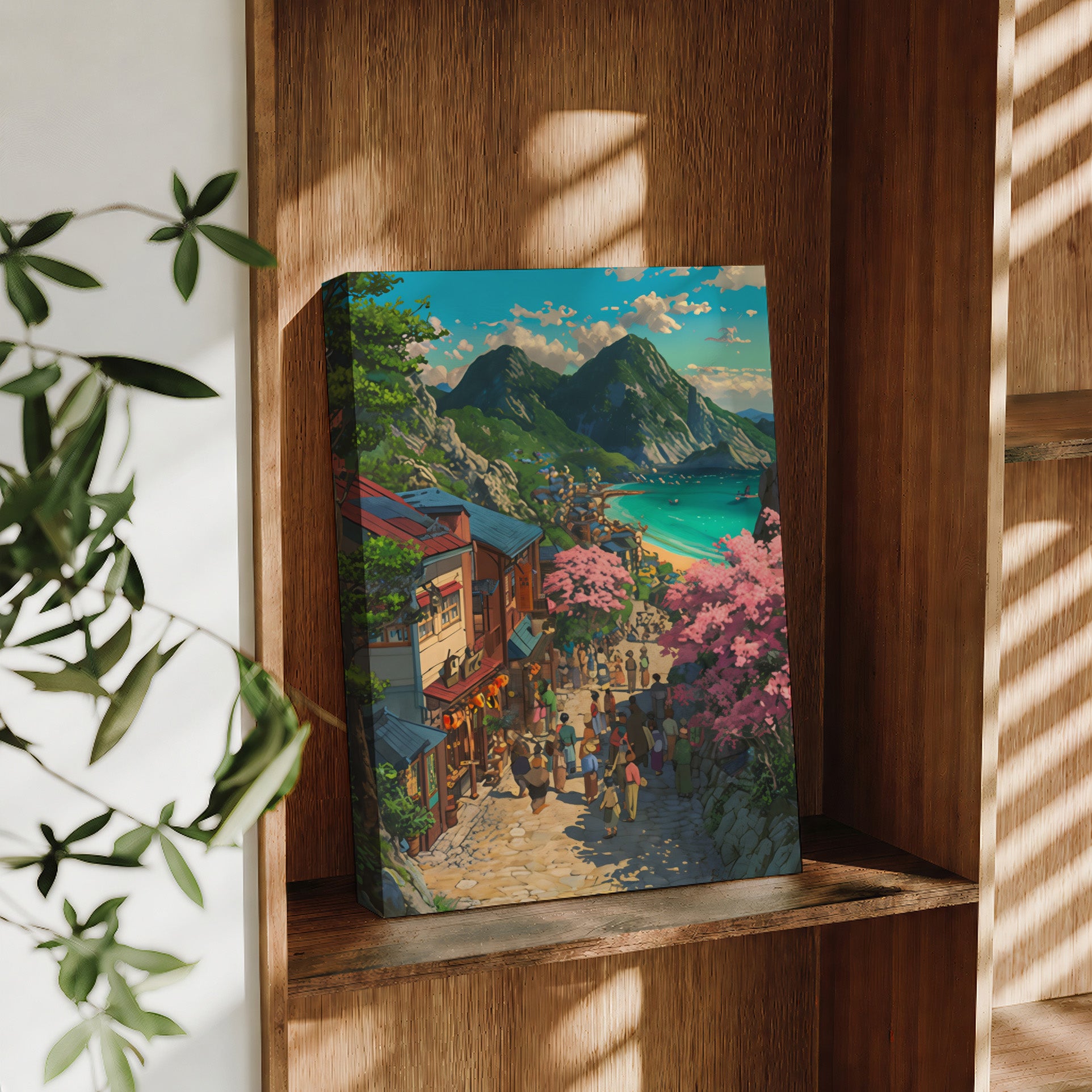 Kamakura Cherry Blossom Sea Village large format wall art preview by Seji Art