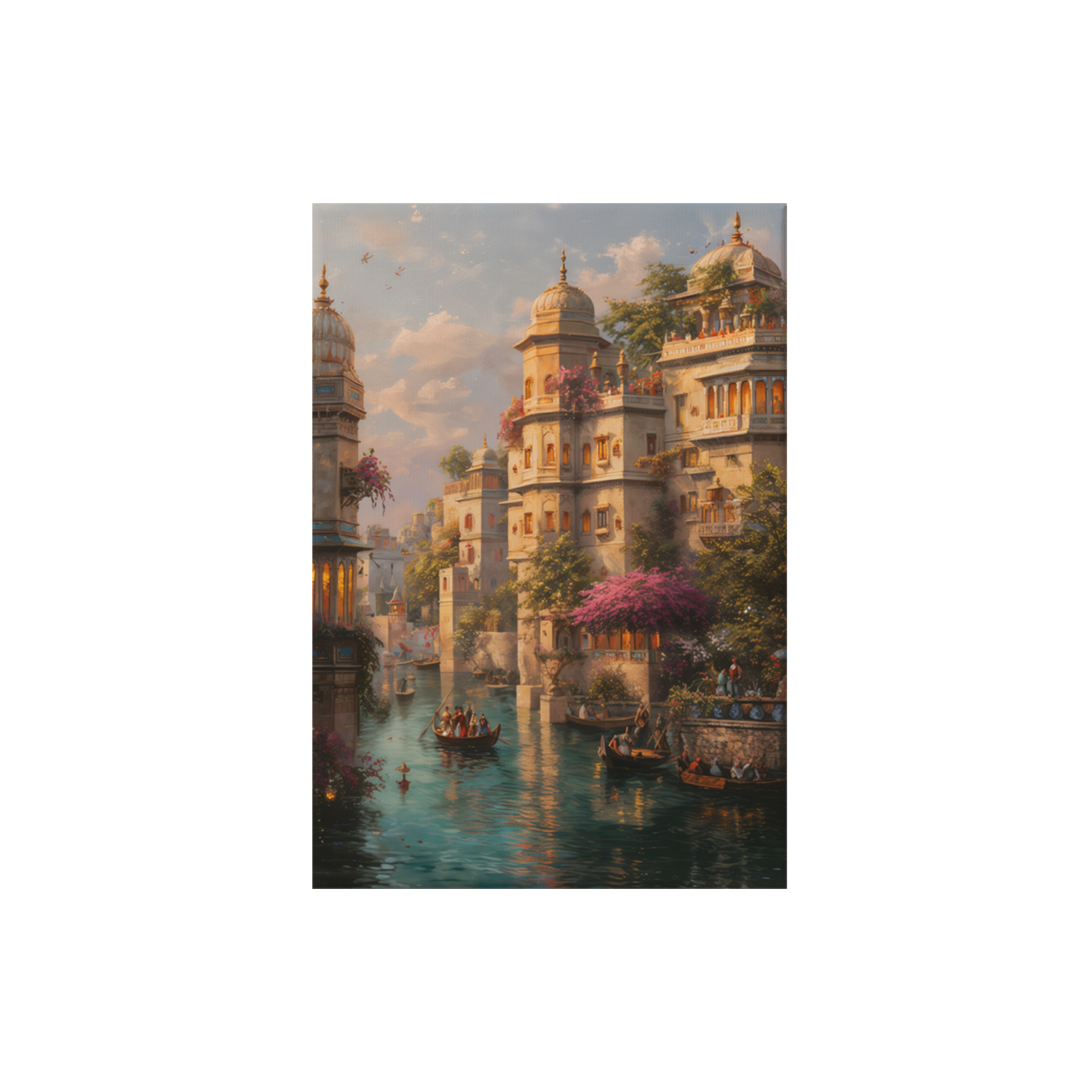 Lucknow Palace Riverboat Cityscape poster print preview by Seji Art