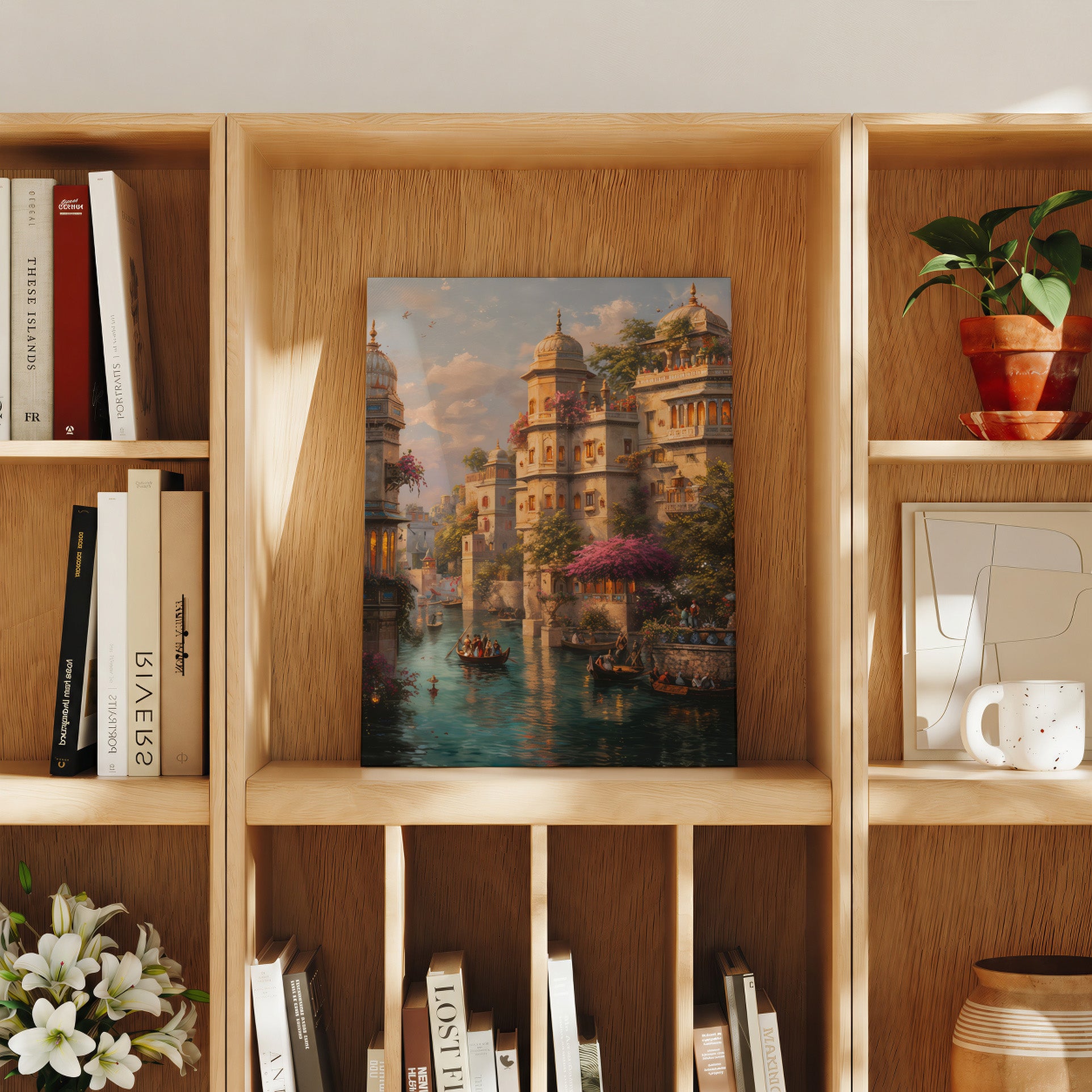 Lucknow Palace Riverboat Cityscape travel art print product preview by Seji Art