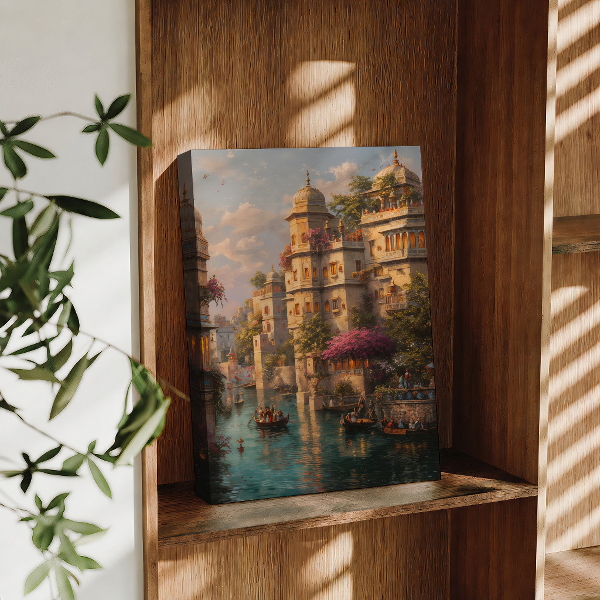 Lucknow Palace Riverboat Cityscape large format wall art preview by Seji Art