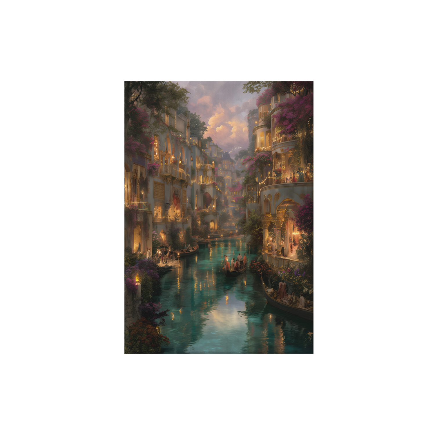 Cannaregio Venice Canal Bougainvillea Twilight poster print preview by Seji Art