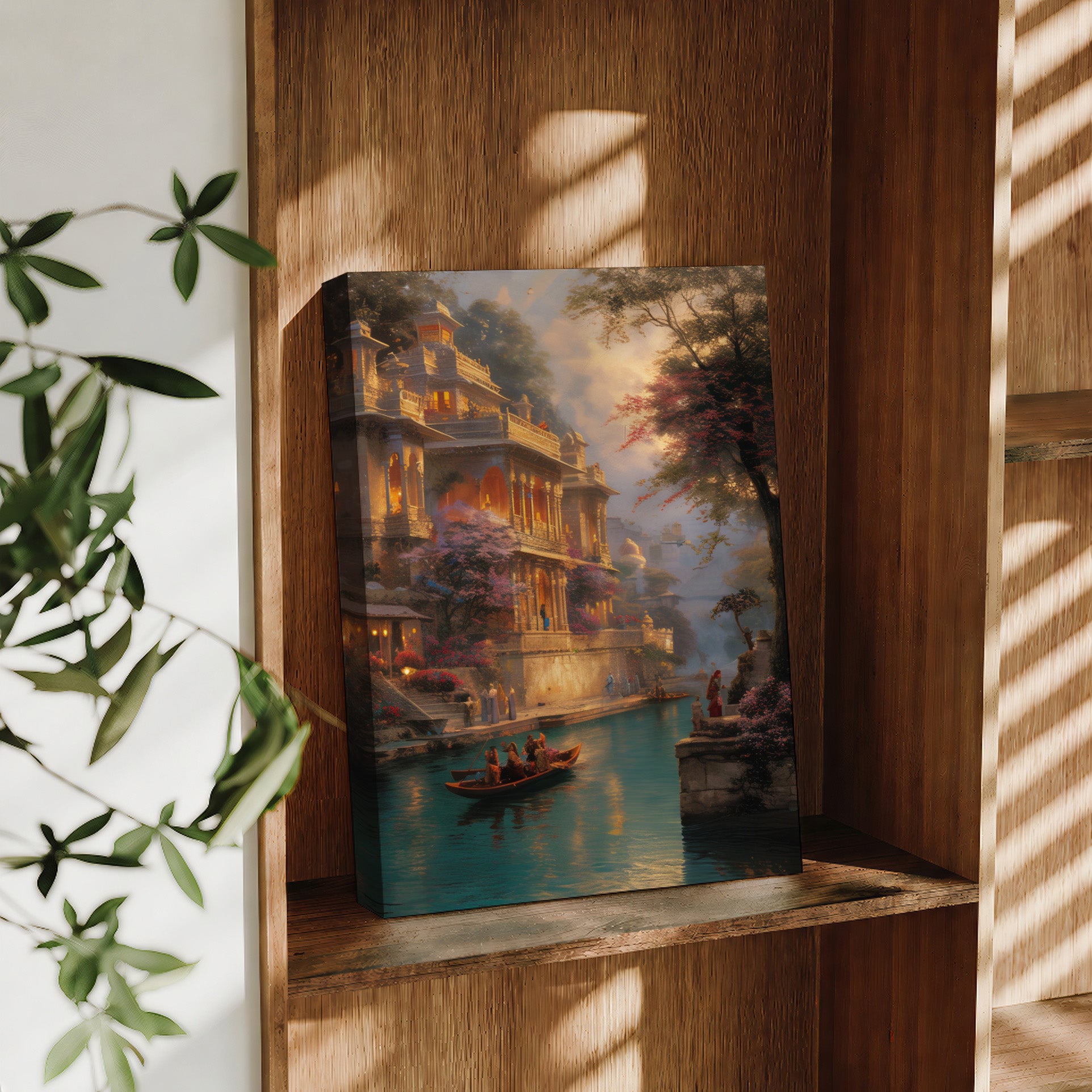 Jodhpur Palace Balcony Twilight Boat large format wall art preview by Seji Art