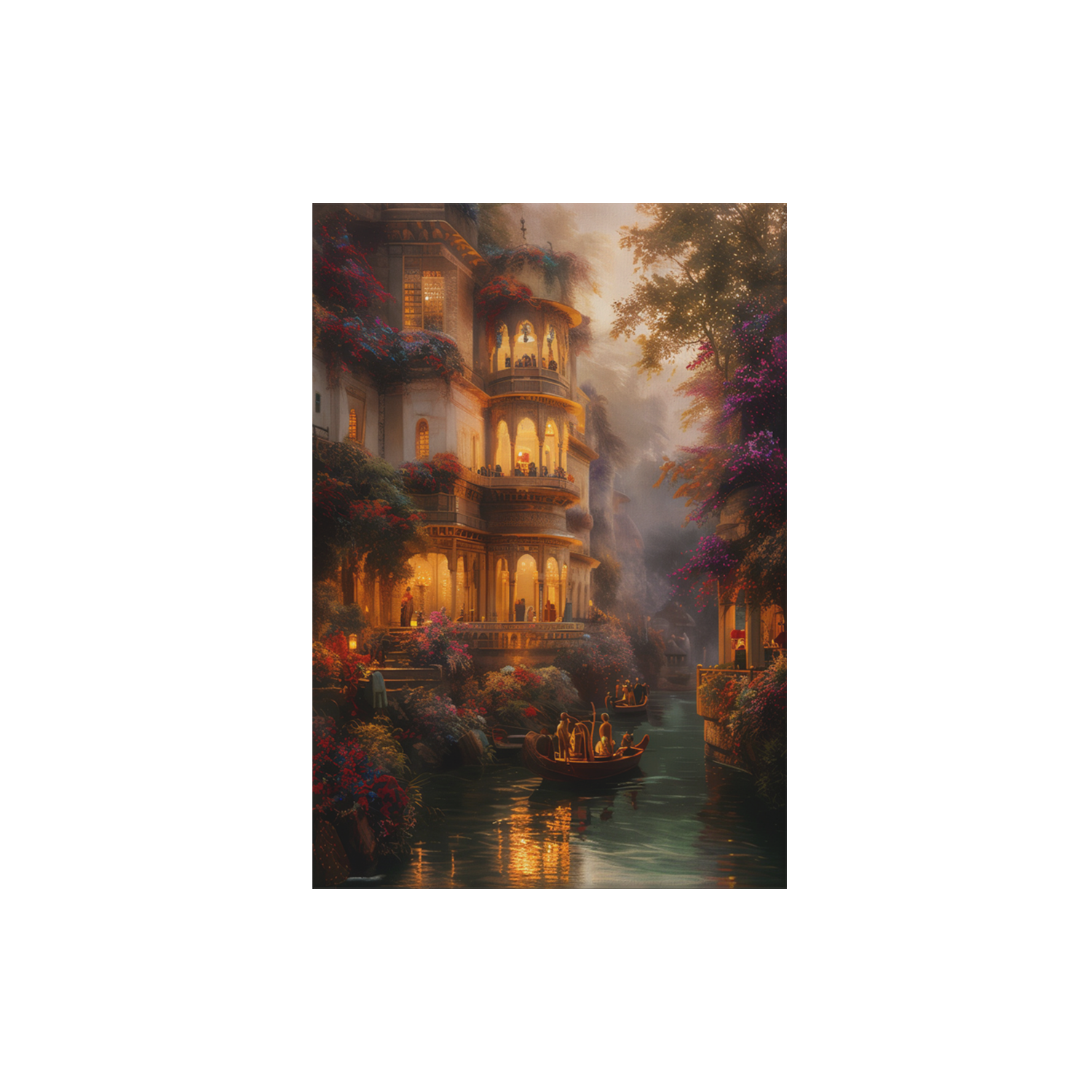 Jaipur Palace Lantern Boat Night poster print preview by Seji Art
