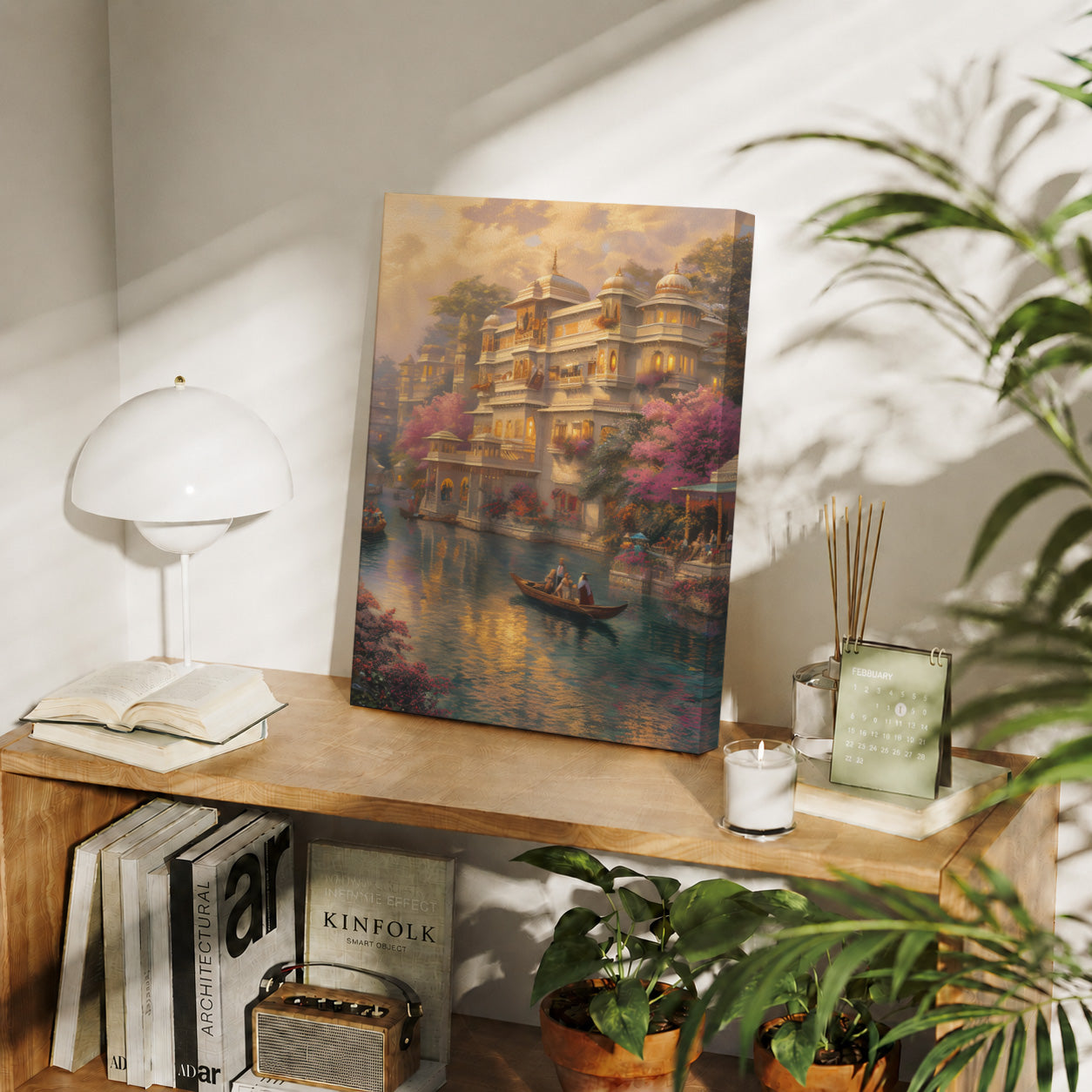 Agra Palace Pink Blossom Boat gallery wall decor mockup by Seji Art