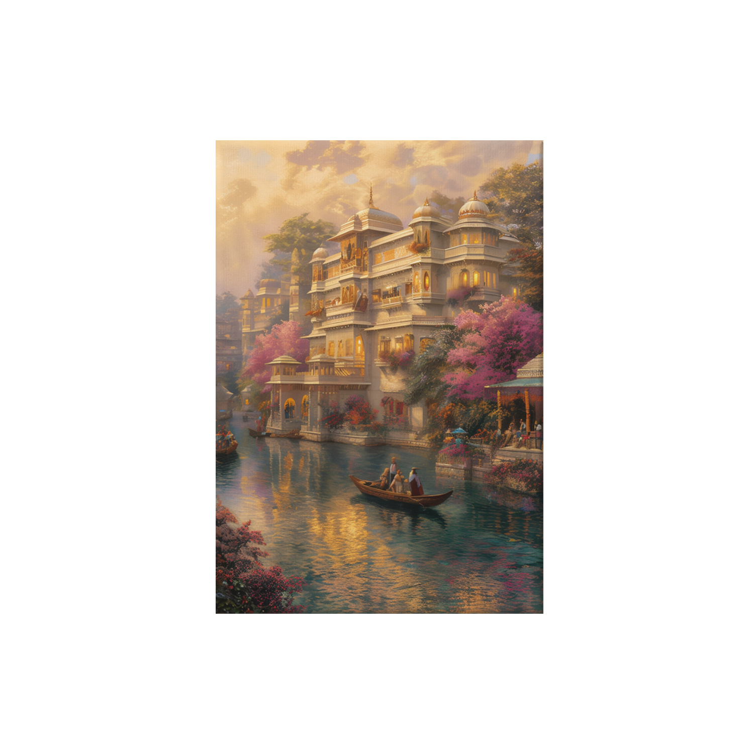 Agra Palace Pink Blossom Boat poster print preview by Seji Art