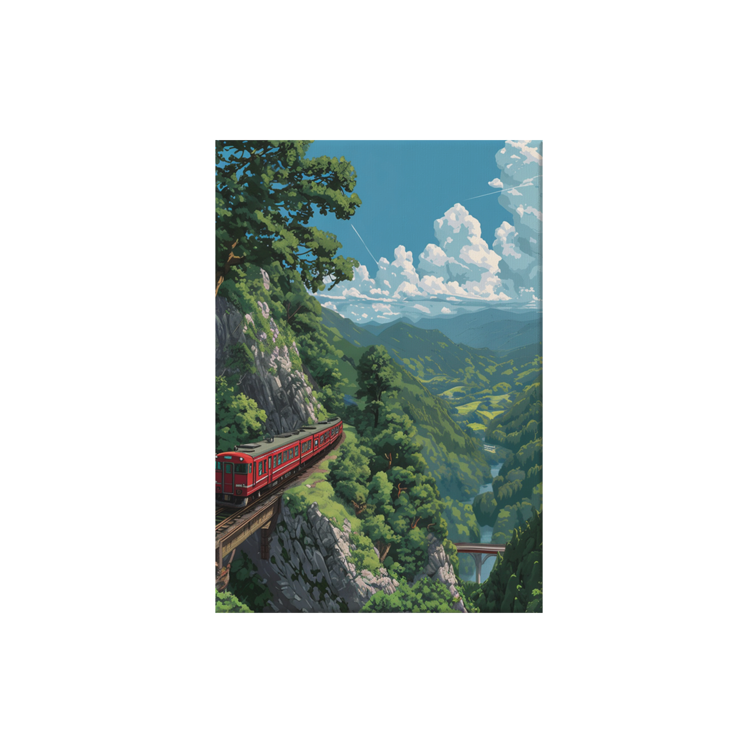 Albula Railway Swiss Mountain Valley poster print preview by Seji Art
