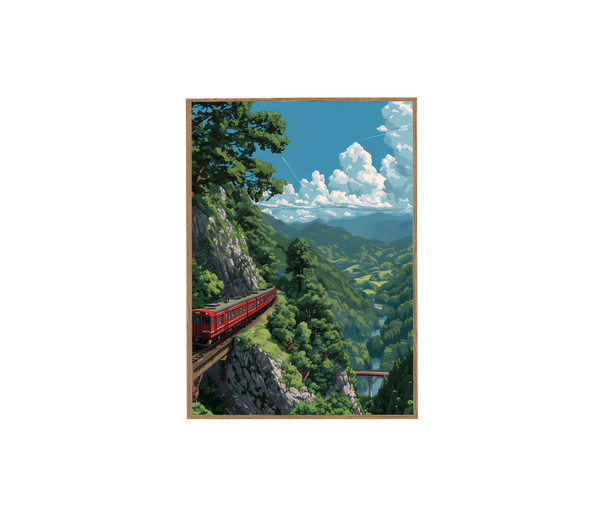 Albula Railway Swiss Mountain Valley wall art print by Seji Art