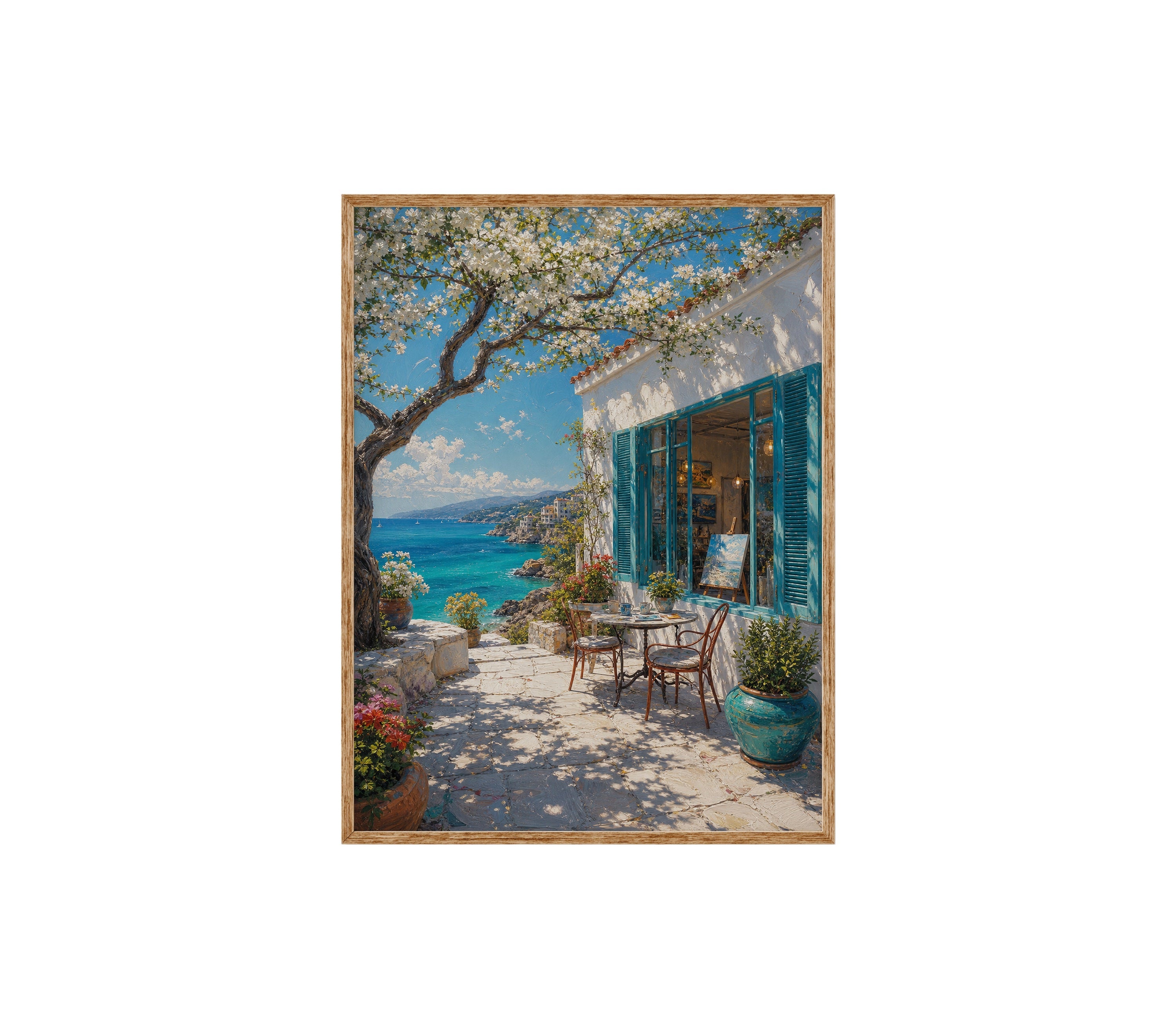 Aegean Blue Door Sea Patio poster print preview by Seji Art