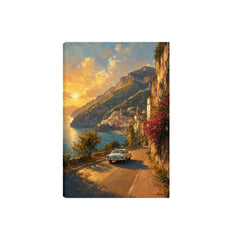 Amalfi Golden Hour Coastal Drive canvas print preview by Seji Art