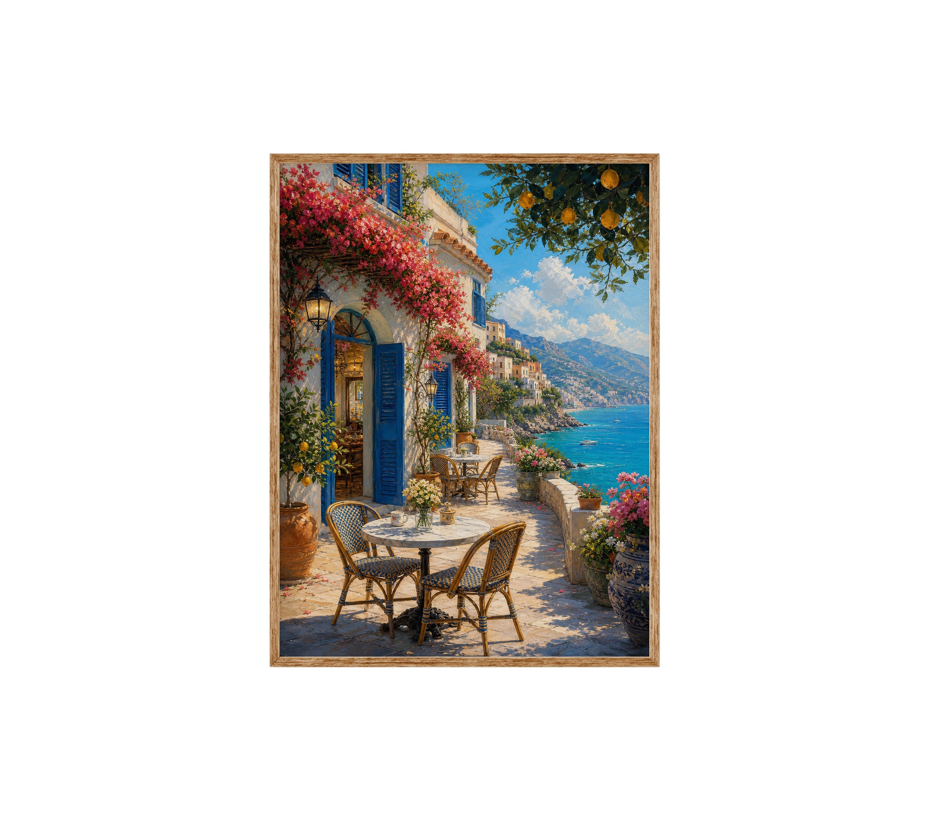 Amalfi Terrace Cafe poster print preview by Seji Art