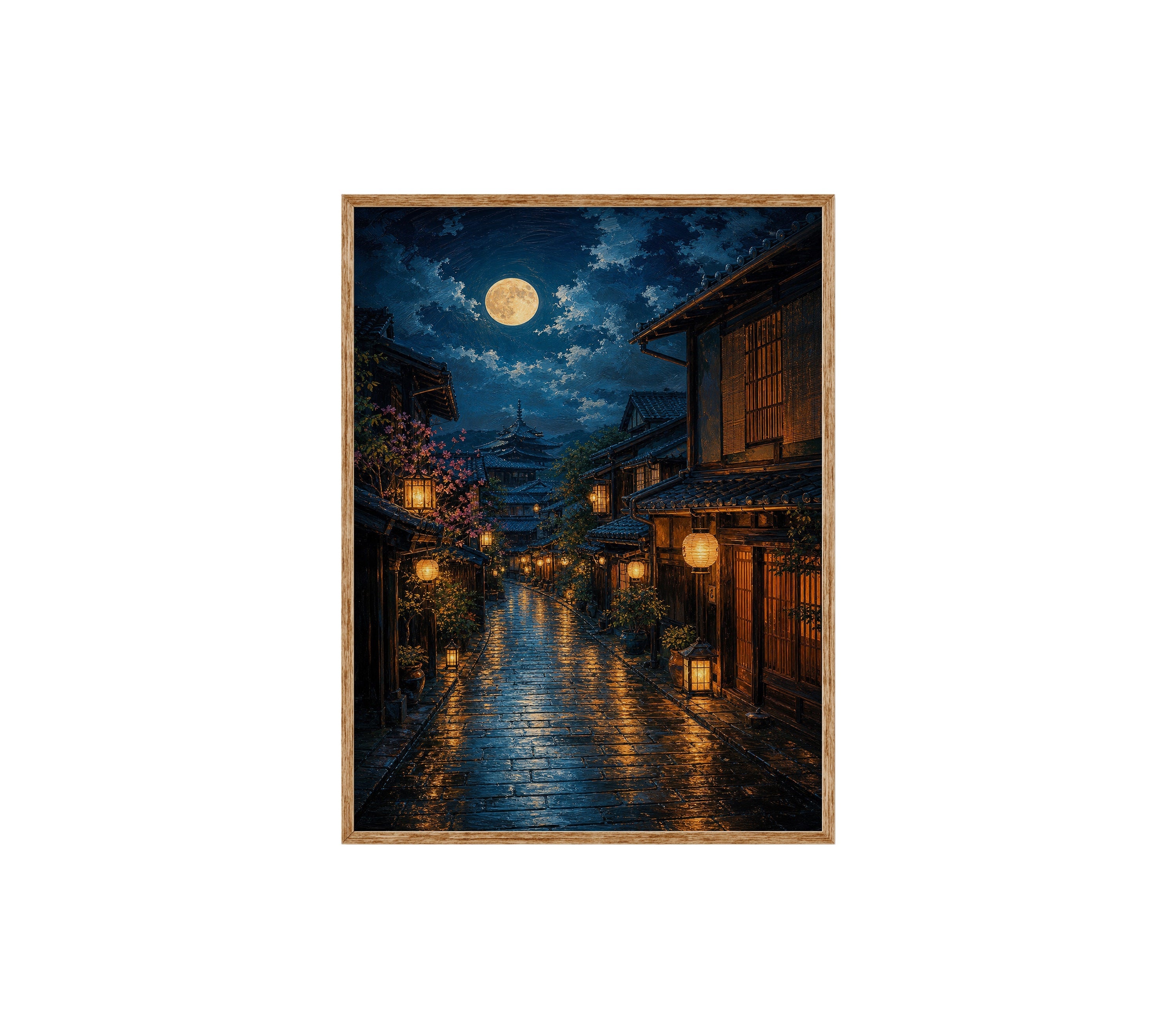 Amsterdam Canal Rainy Night poster print preview by Seji Art