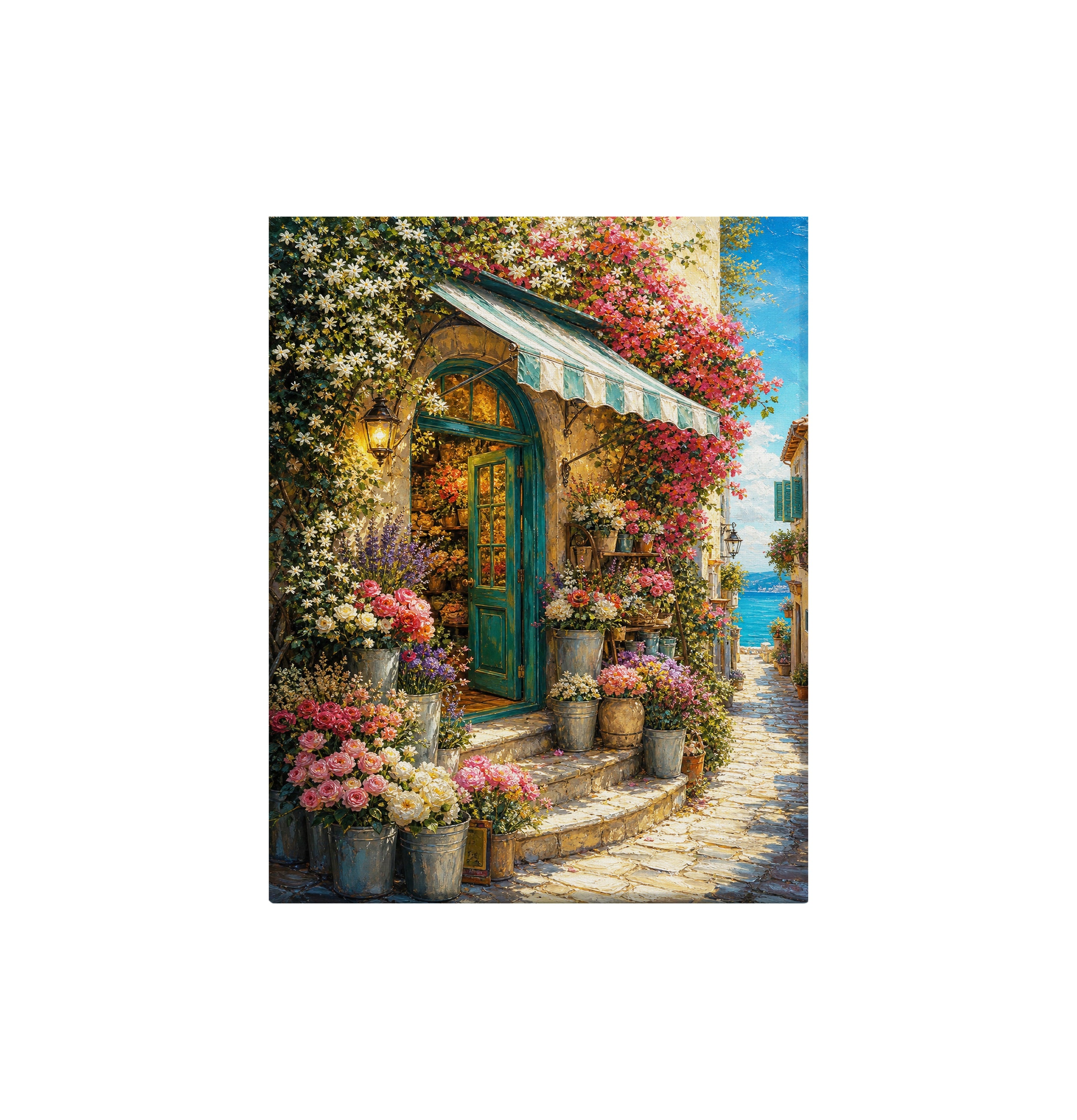 Blooming Cottage Doorway canvas wall art preview by Seji Art