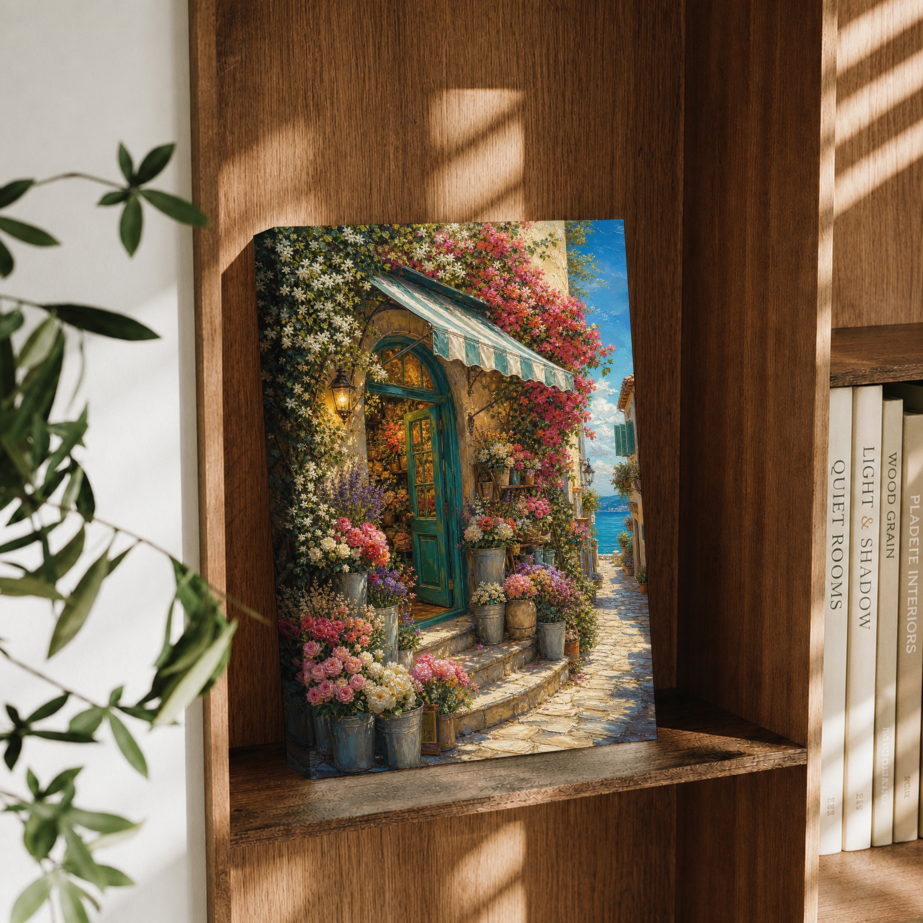 Blooming Cottage Doorway canvas wall art decor mockup by Seji Art