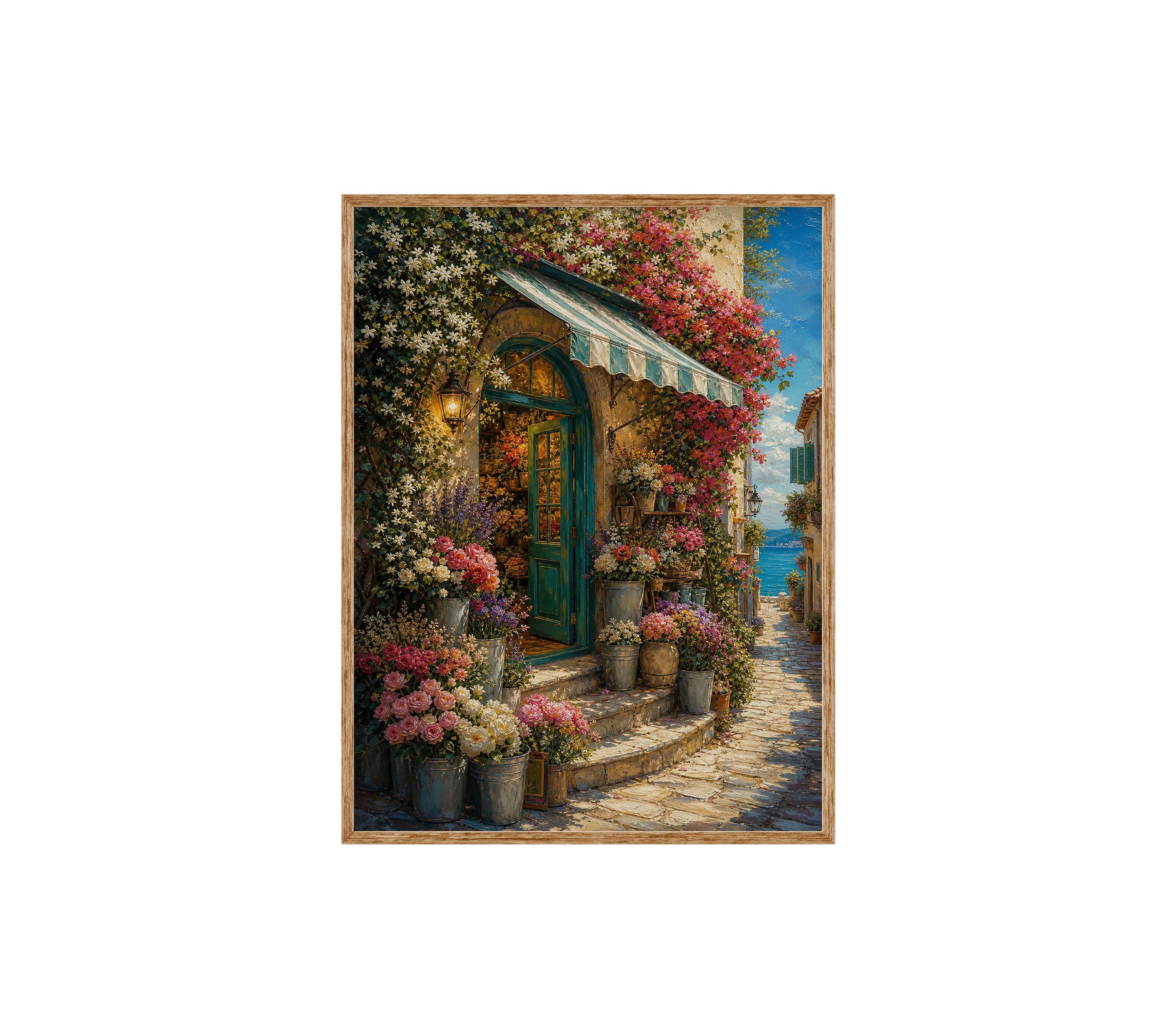 Blooming Cottage Doorway poster print preview by Seji Art