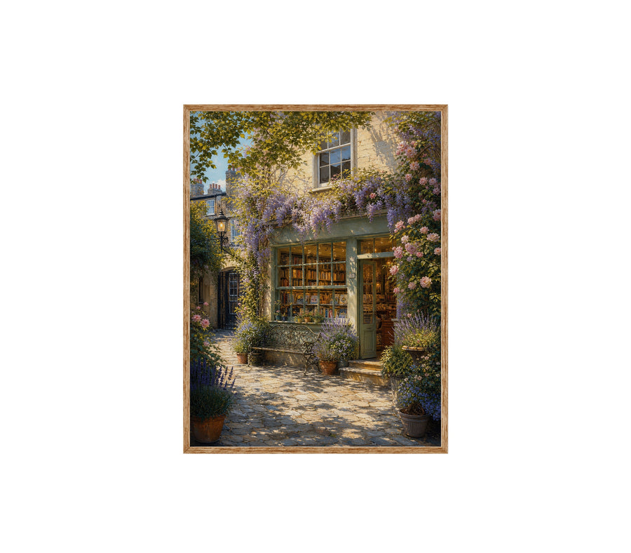 Blooming Stone Cottage Garden poster print preview by Seji Art