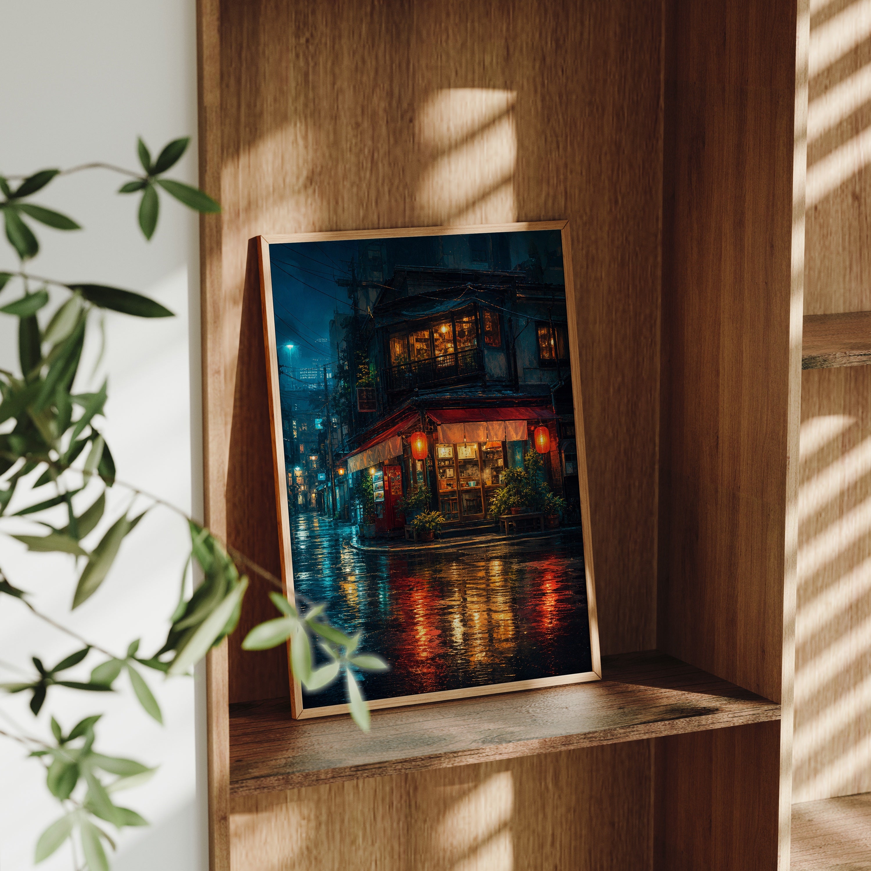 Blue Rain Corner Bistro poster gallery shelf mockup by Seji Art