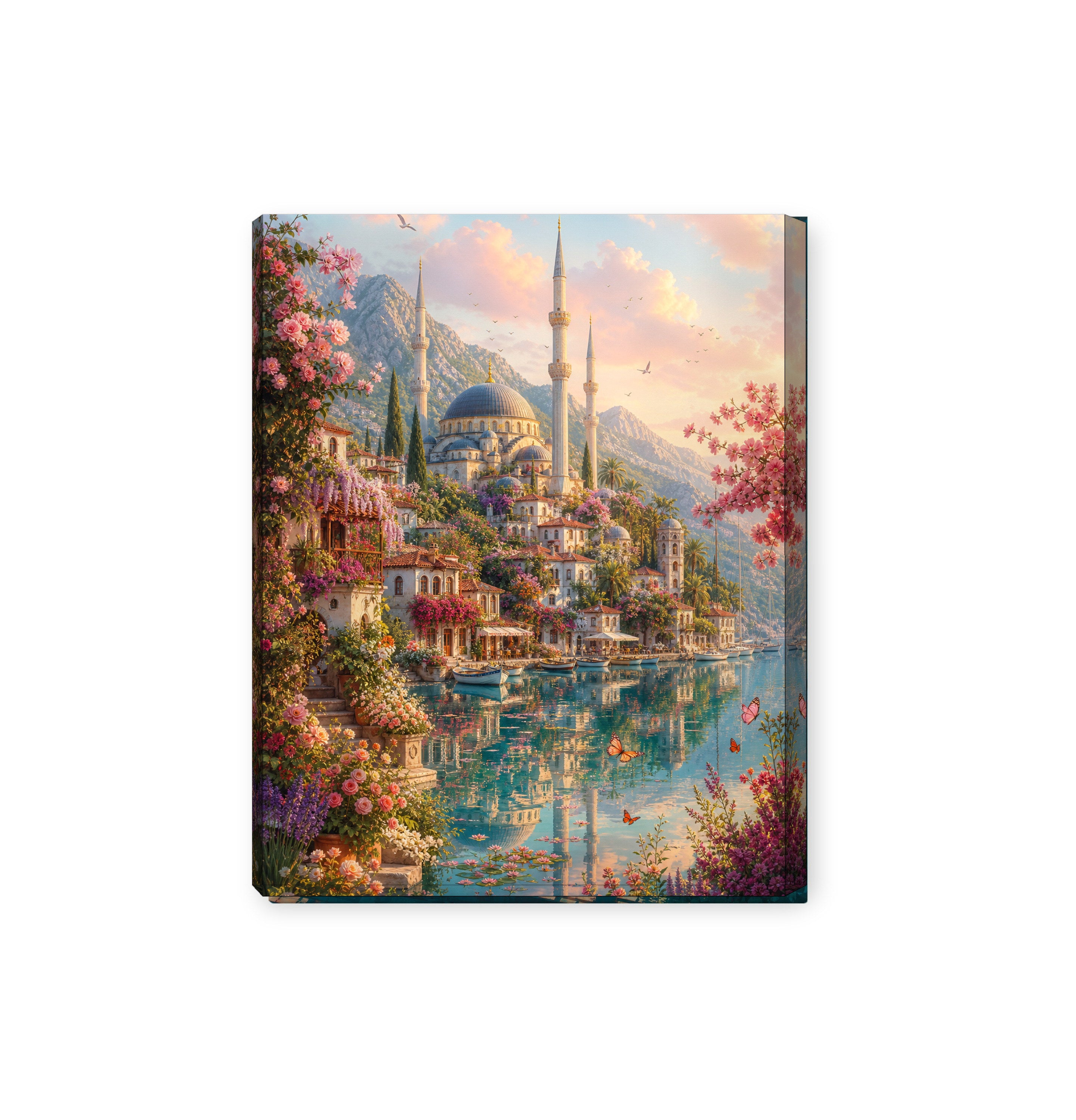 Bodrum Blossoming Turquoise Lagoon canvas wall art preview by Seji Art