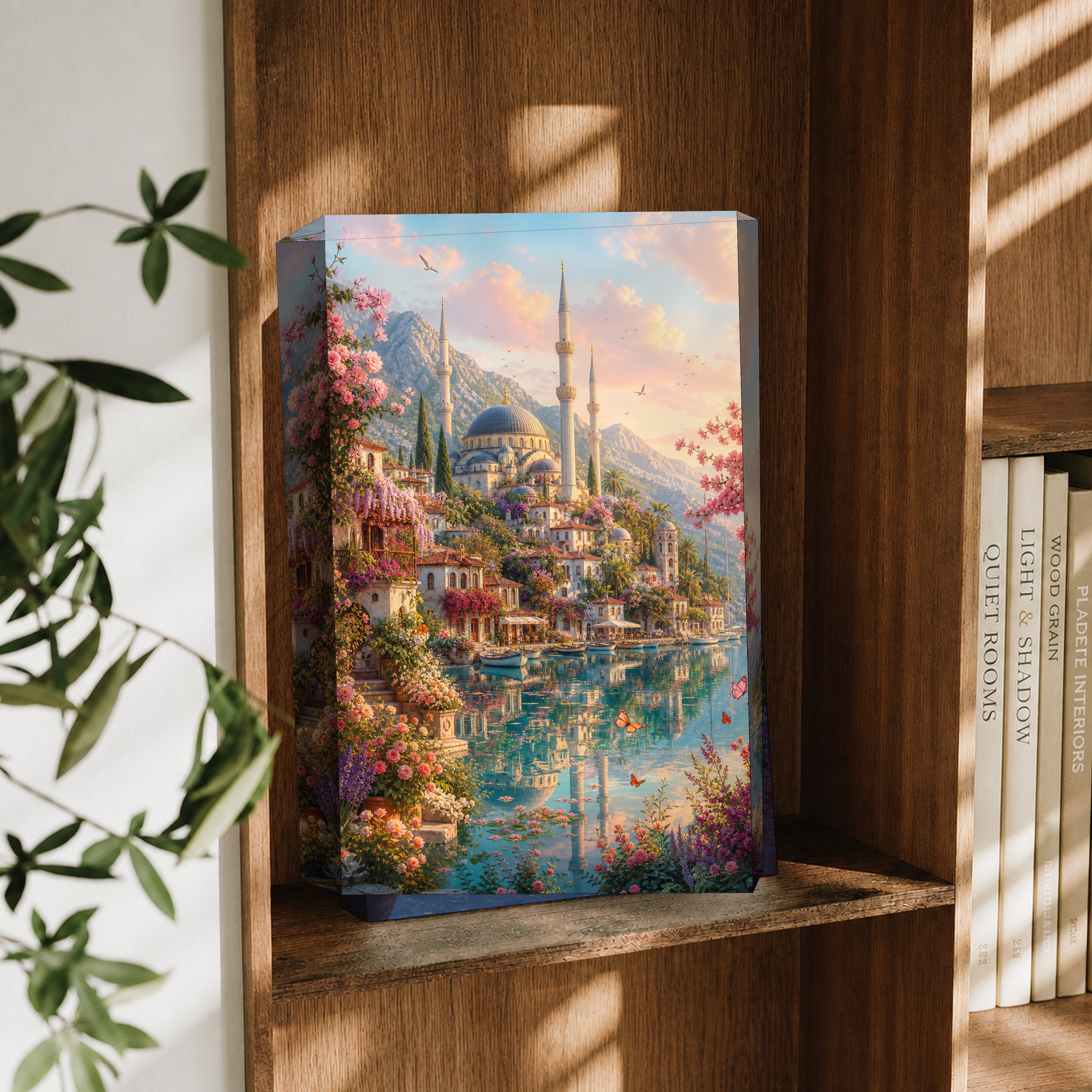 Bodrum Blossoming Turquoise Lagoon canvas wall art decor mockup by Seji Art