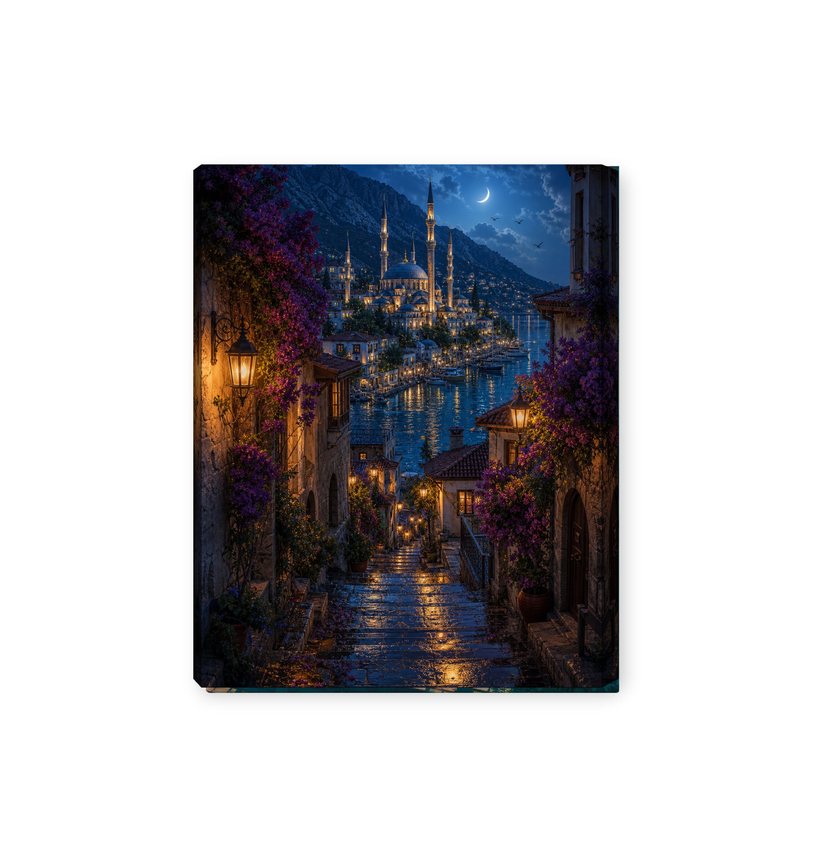Bodrum Blue Stairway Marina canvas wall art preview by Seji Art
