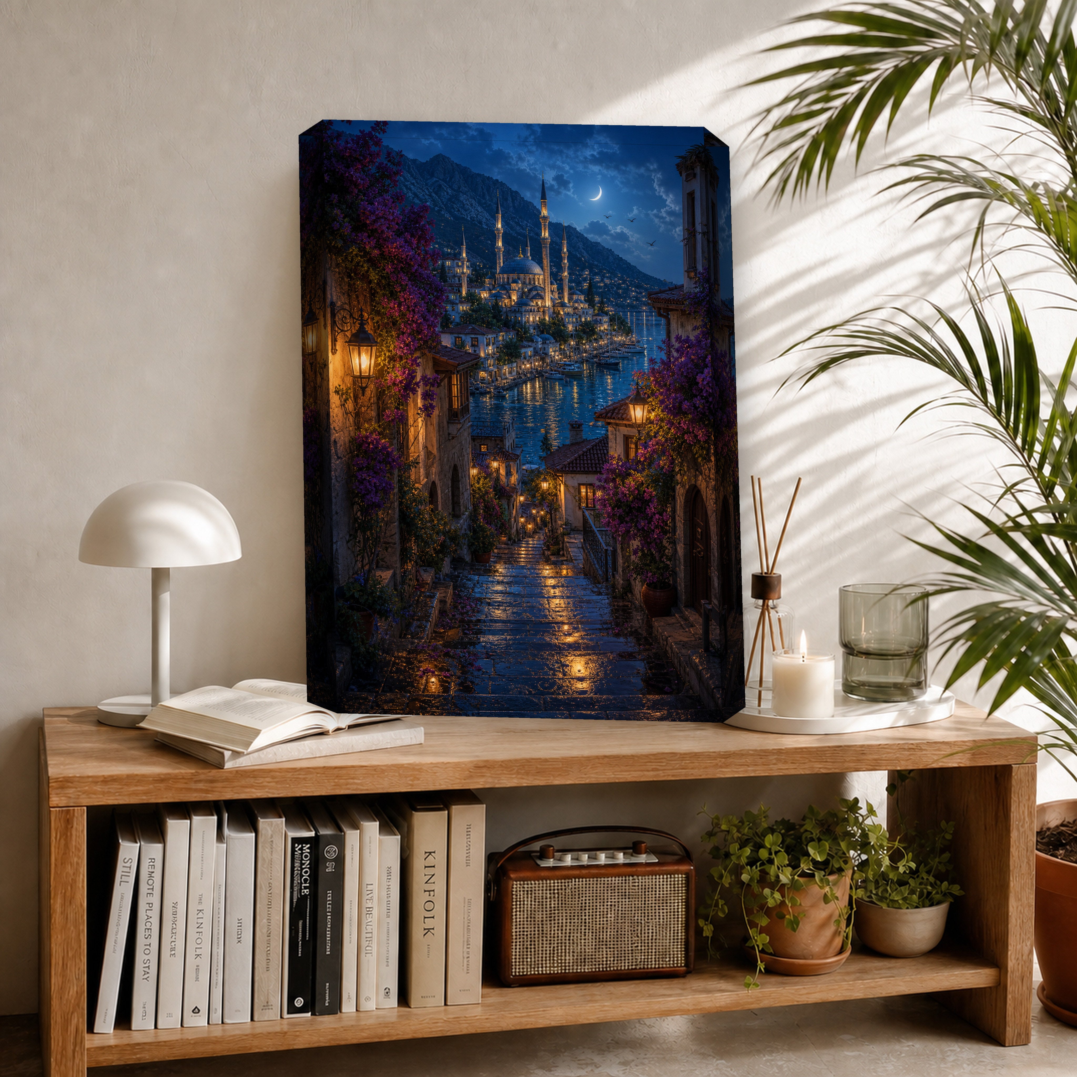 Bodrum Blue Stairway Marina canvas room mockup by Seji Art