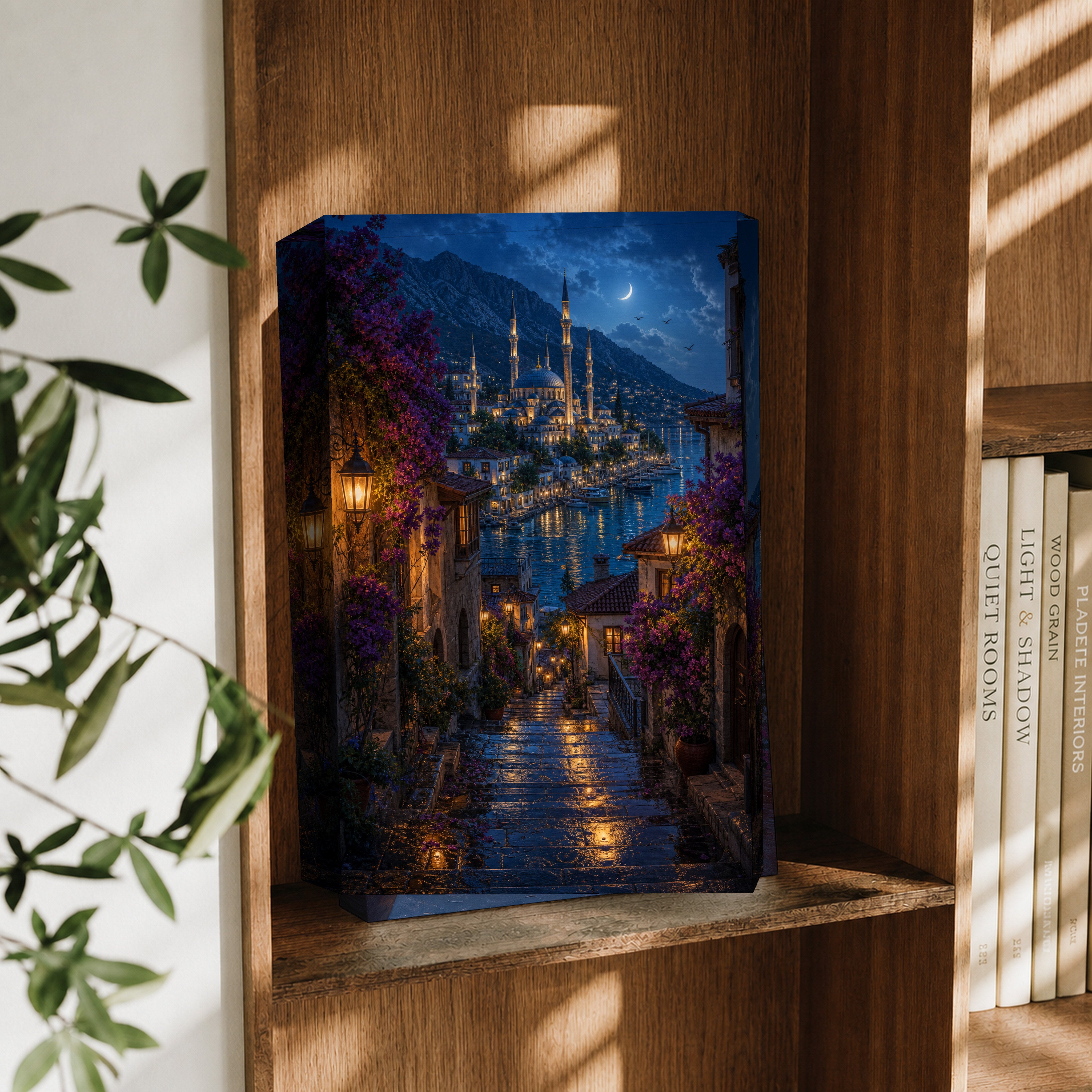 Bodrum Blue Stairway Marina canvas wall art decor mockup by Seji Art