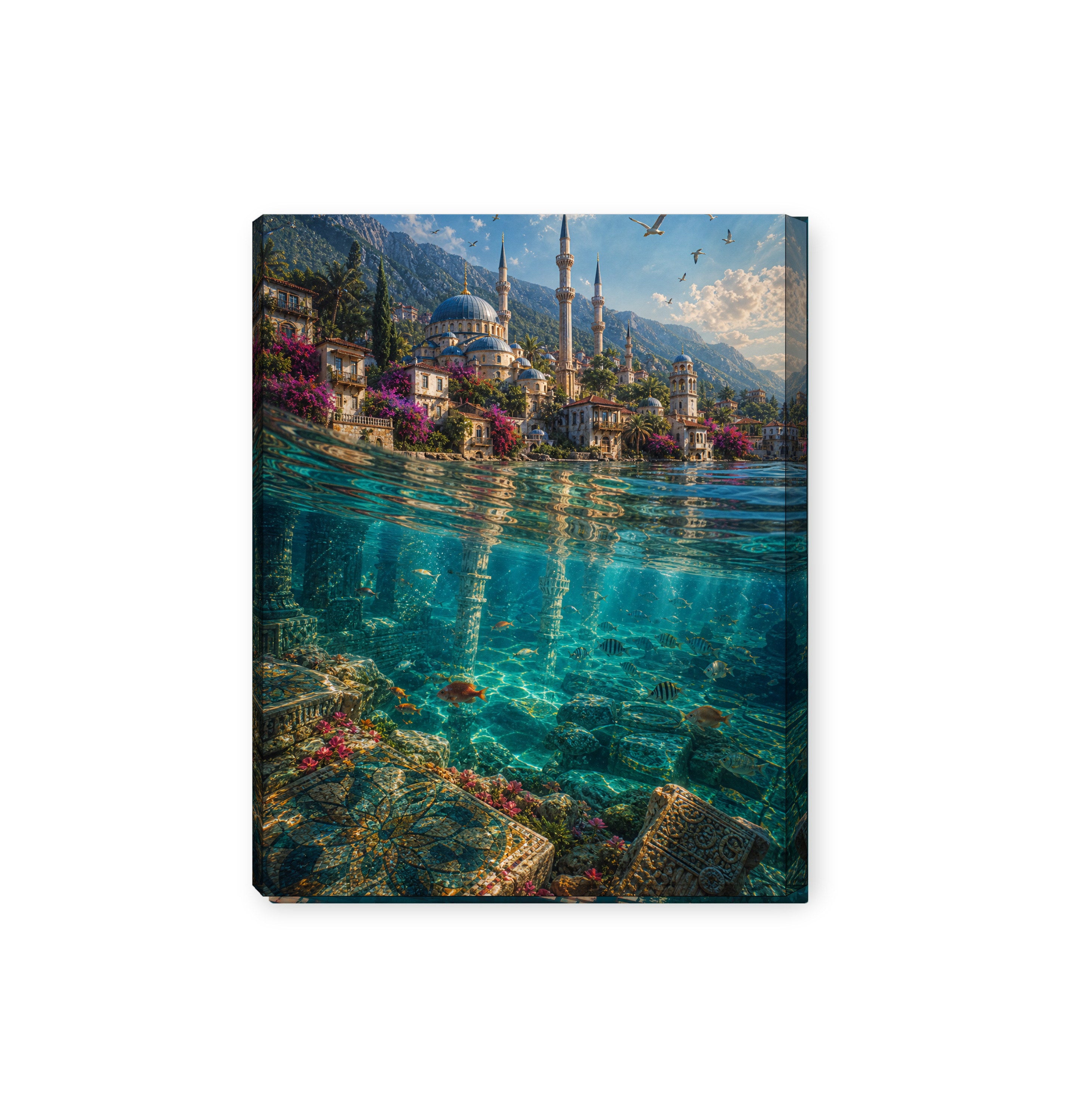 Bodrum Crystal Turquoise Waterfront canvas wall art preview by Seji Art