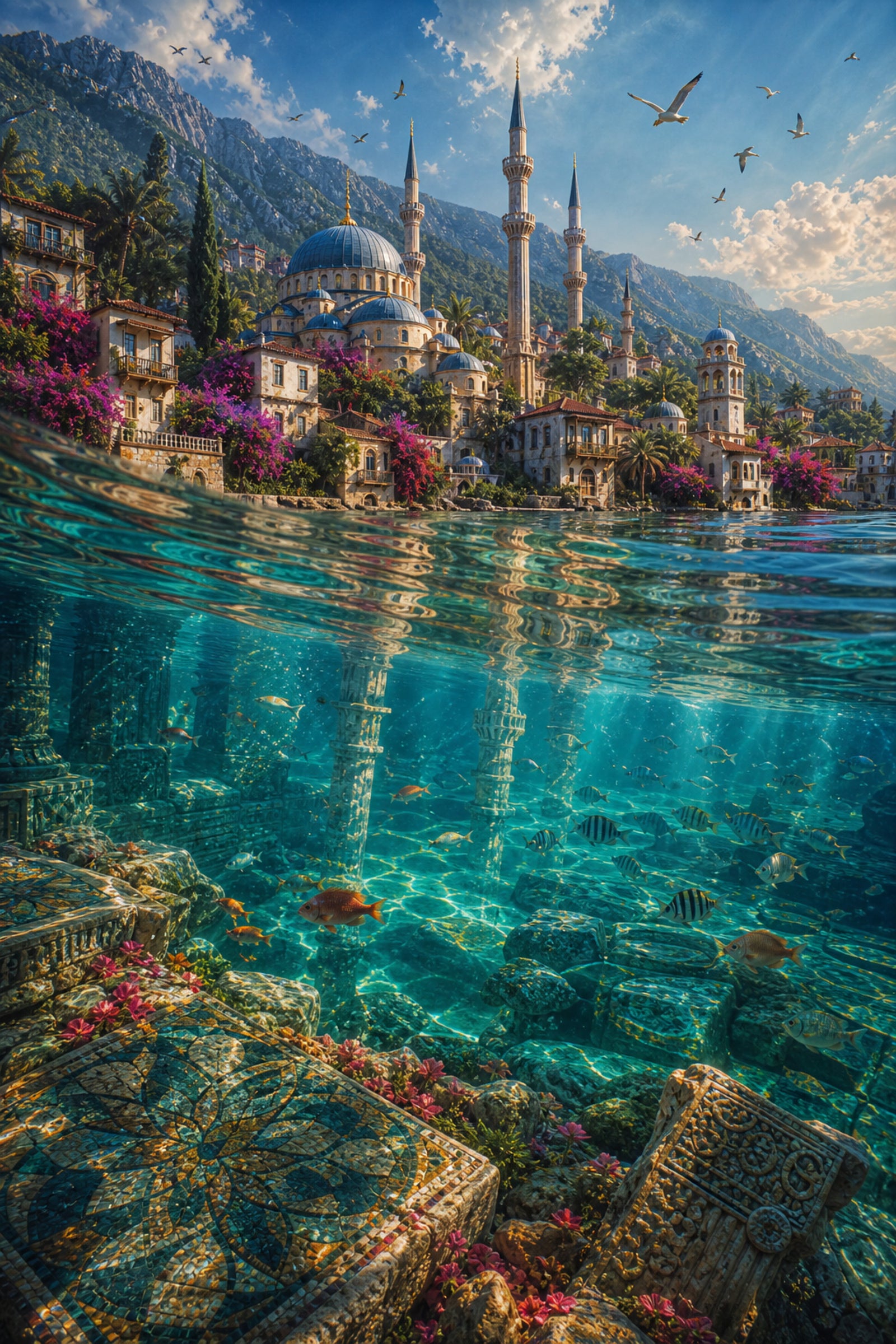 Bodrum Crystal Turquoise Waterfront Wall Art Print