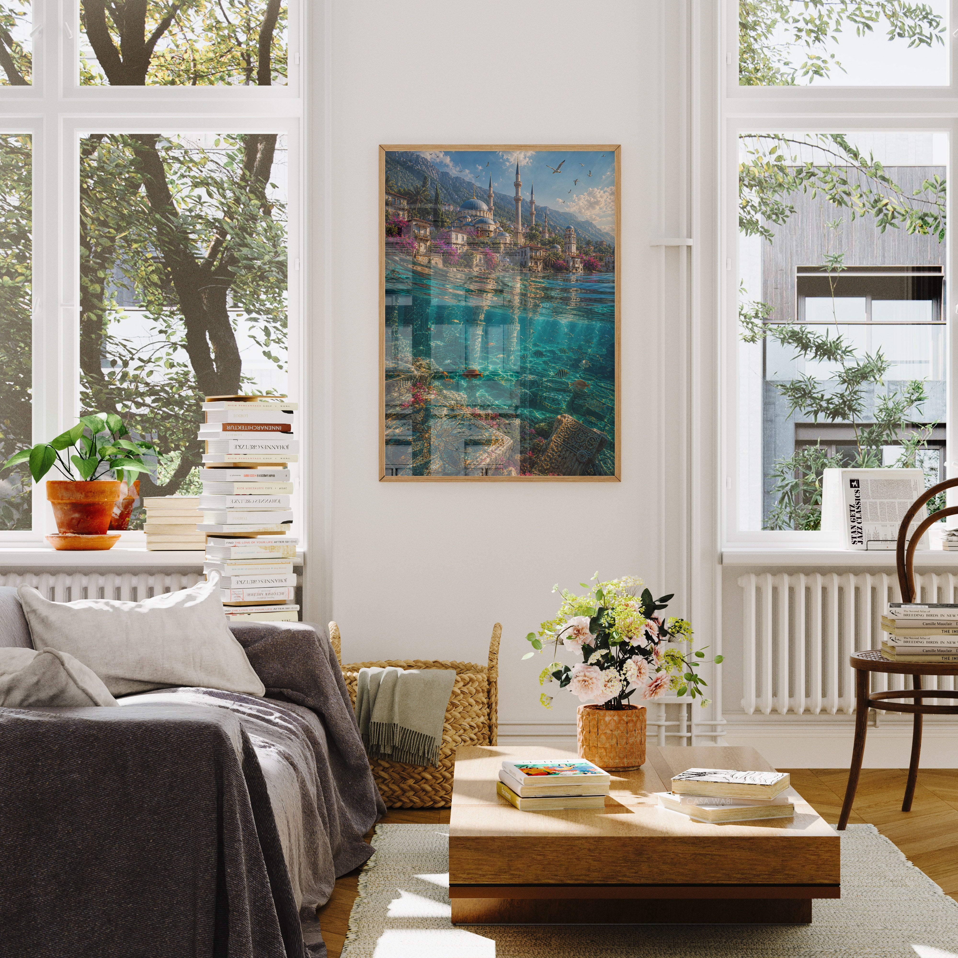 Bodrum Crystal Turquoise Waterfront poster wall art mockup by Seji Art