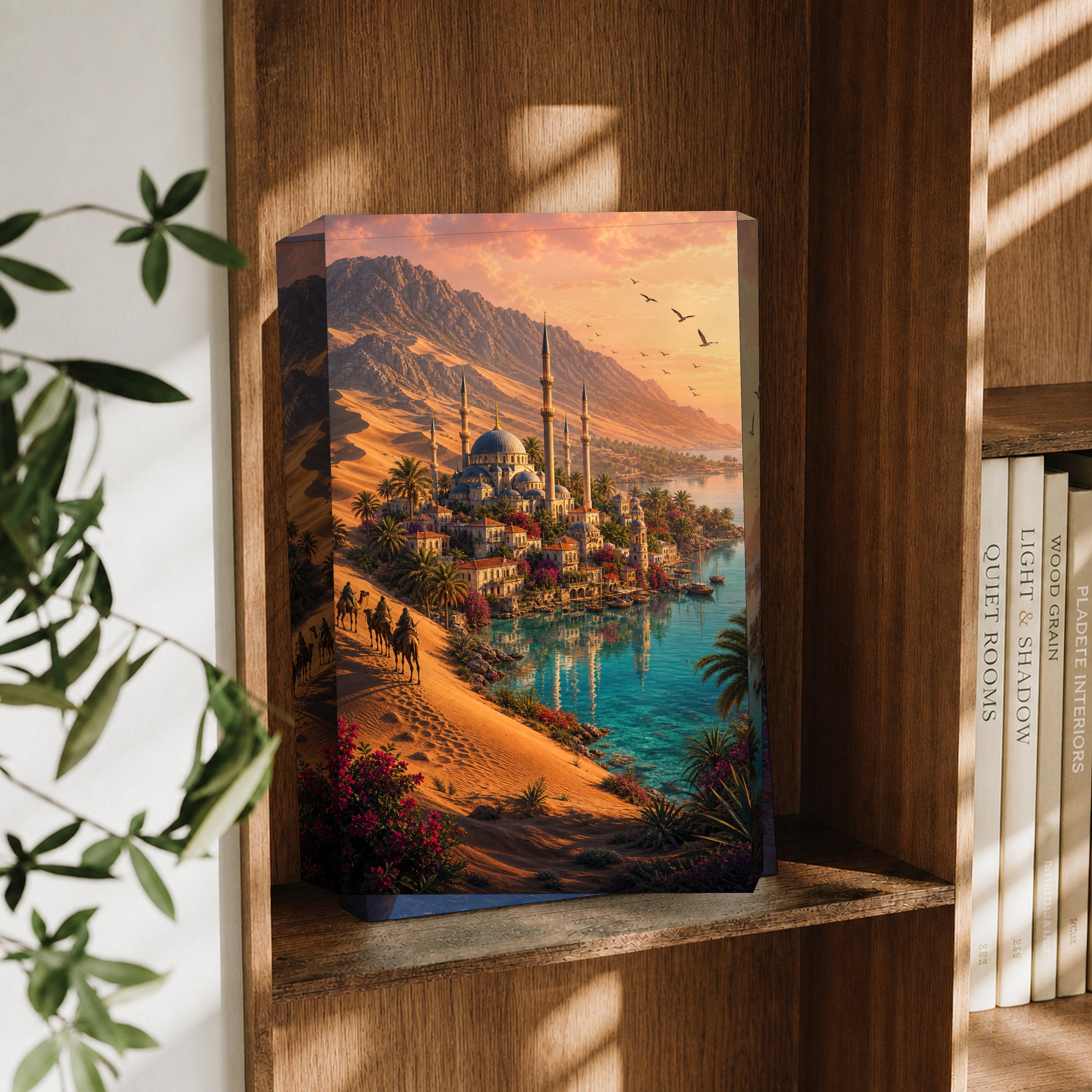 Bodrum Desert Coast Minaret canvas wall art decor mockup by Seji Art